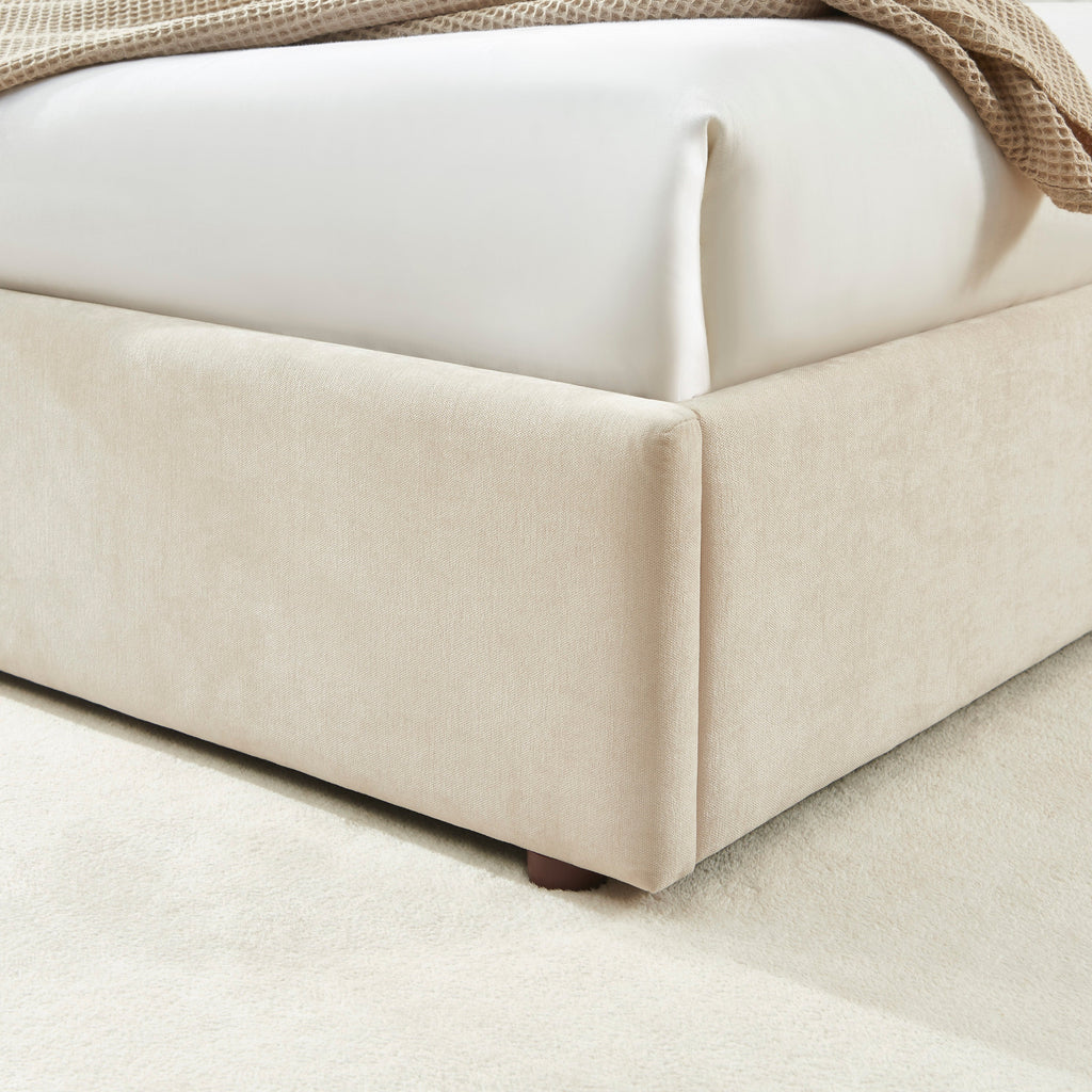 Storage Bed Vania 160x200 Fabric Beige With Slatted Base – Beige