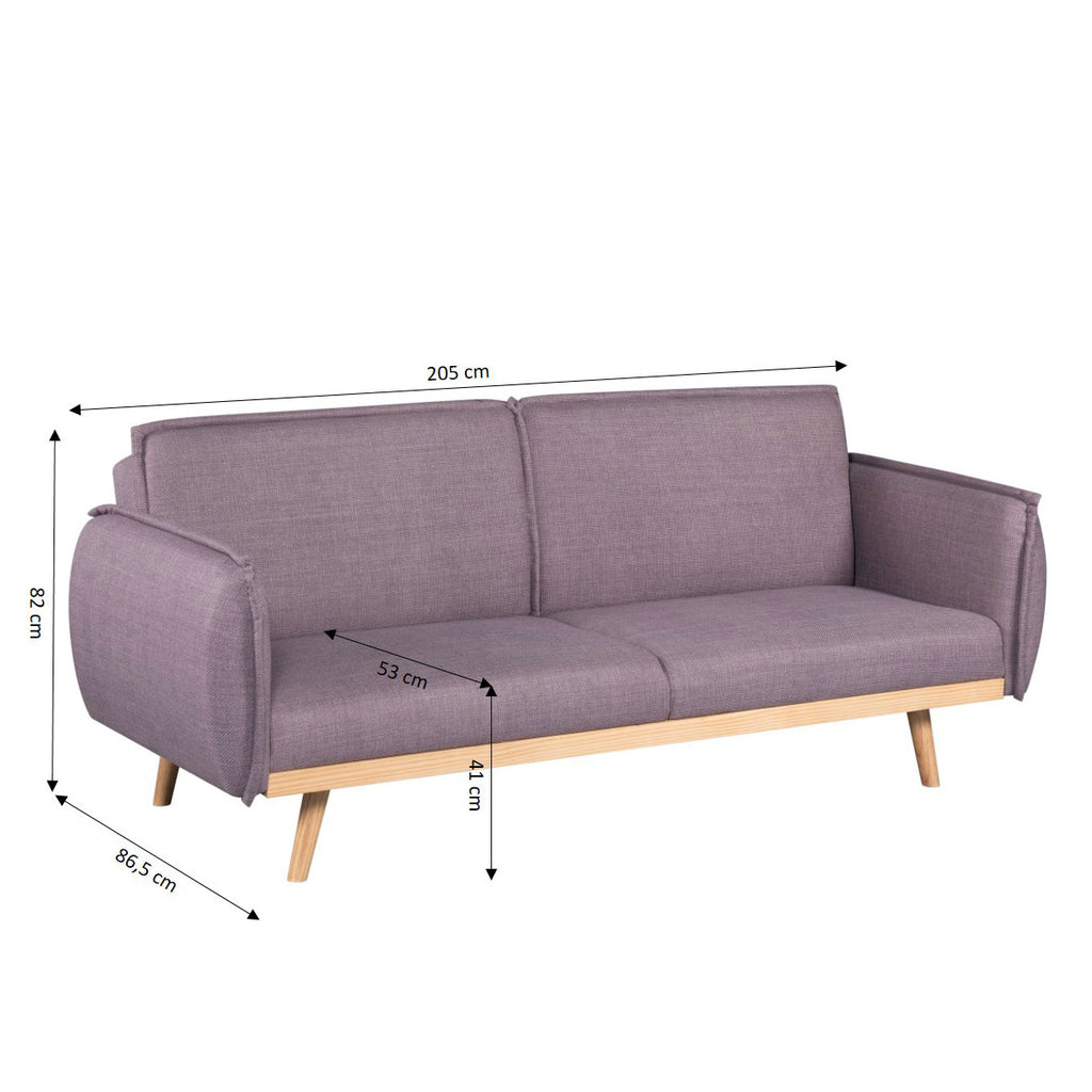 VESTA Convertible Sleeper Sofa –  Fabric 3-Seater Living Room Furniture