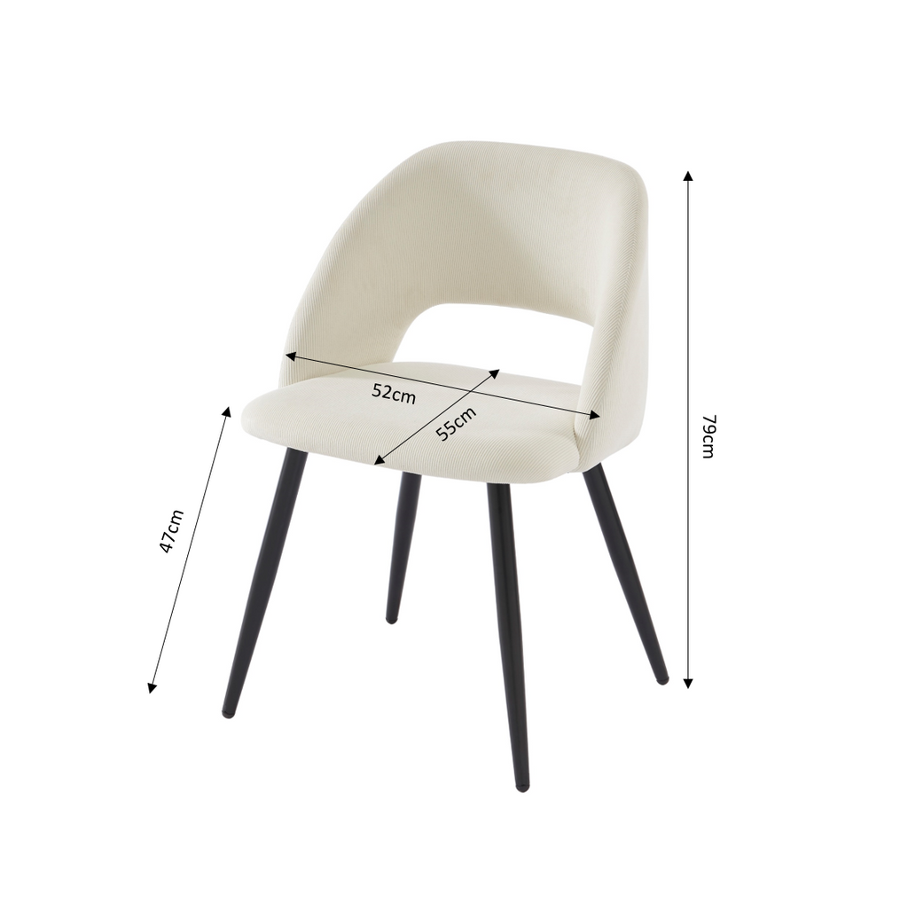 VINTAGE Set of 2 Retro-Style Dining Chairs – Beige