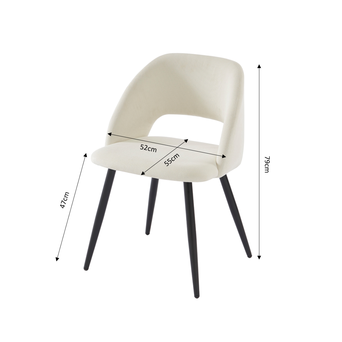 VINTAGE Set of 2 Retro-Style Dining Chairs – Beige