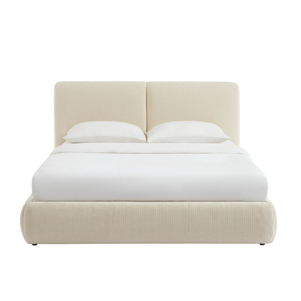 YOKA Upholstered Storage Bed with Slatted Base – Beige