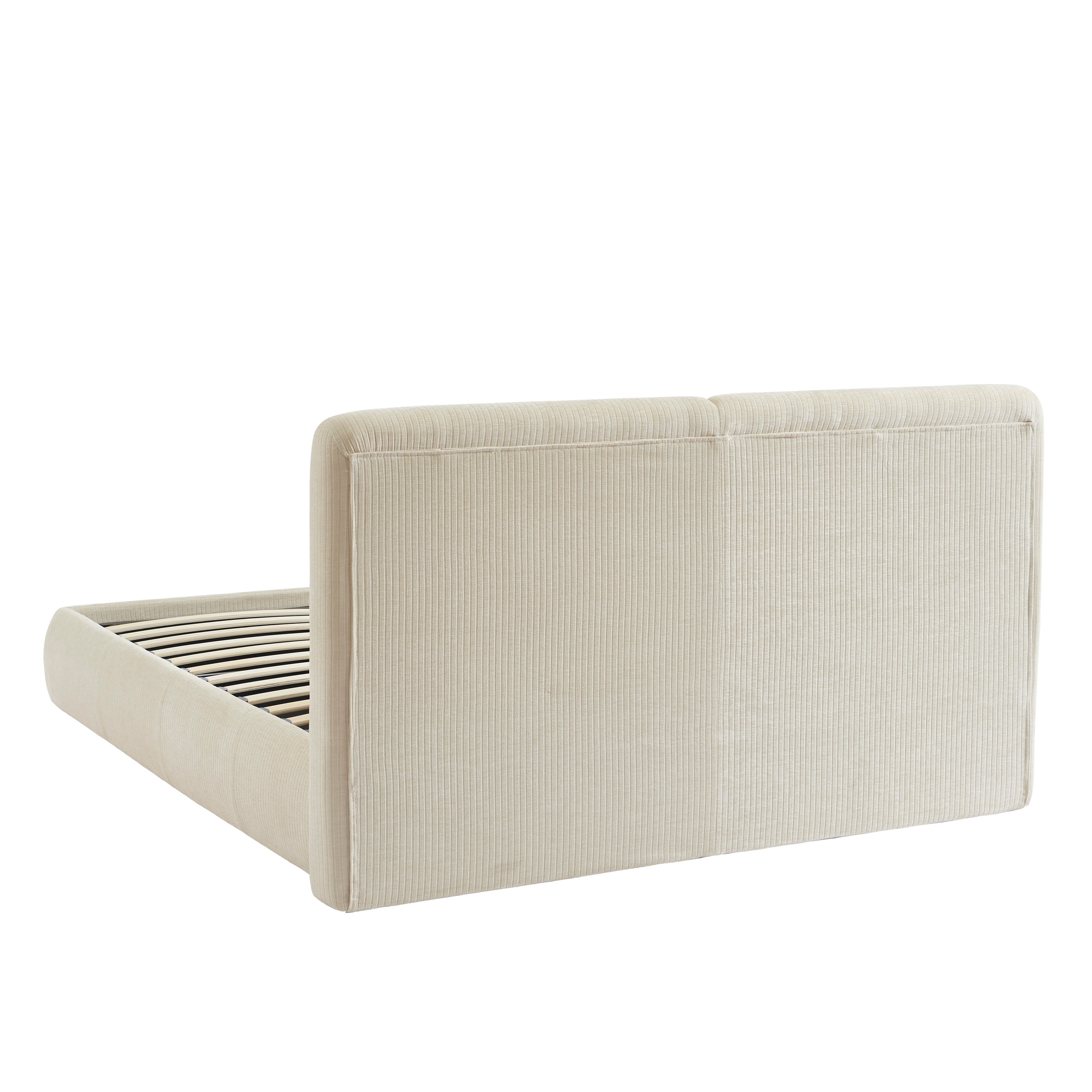 YOKA Upholstered Storage Bed with Slatted Base – Beige