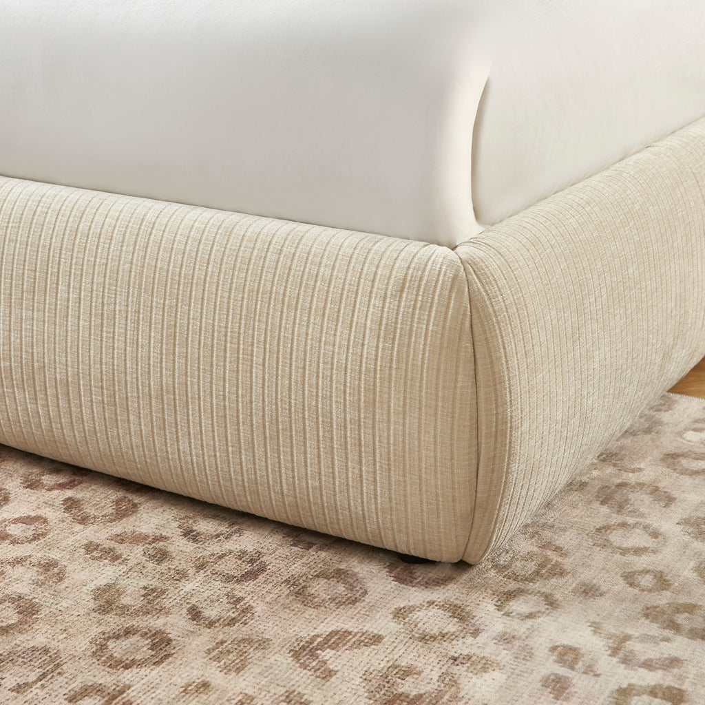 YOKA Upholstered Storage Bed with Slatted Base – Beige