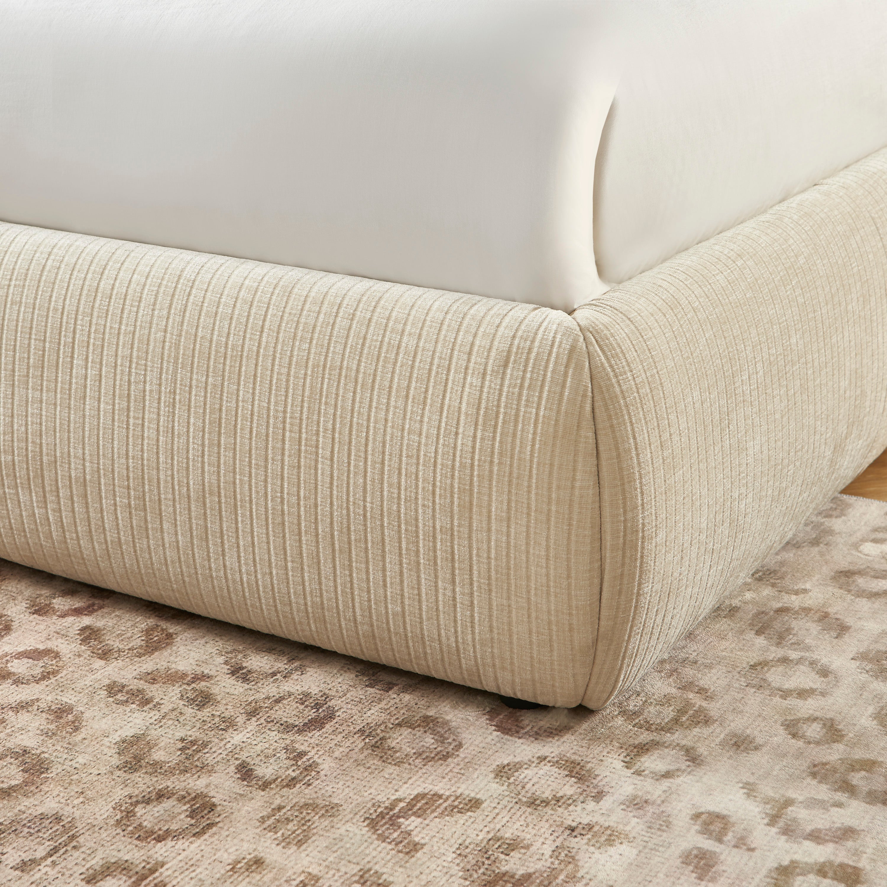 YOKA Upholstered Storage Bed with Slatted Base – Beige