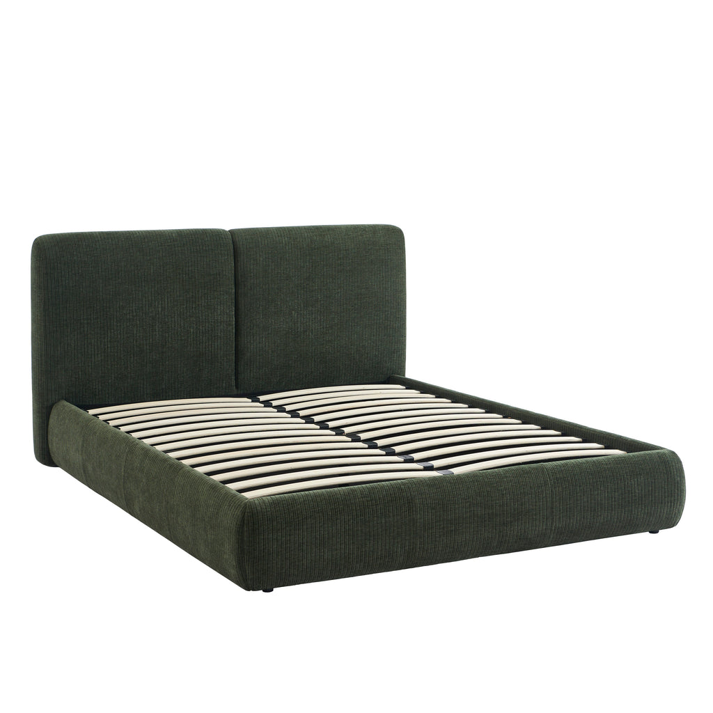 YOKA Upholstered Storage Bed with Slatted Base – Green