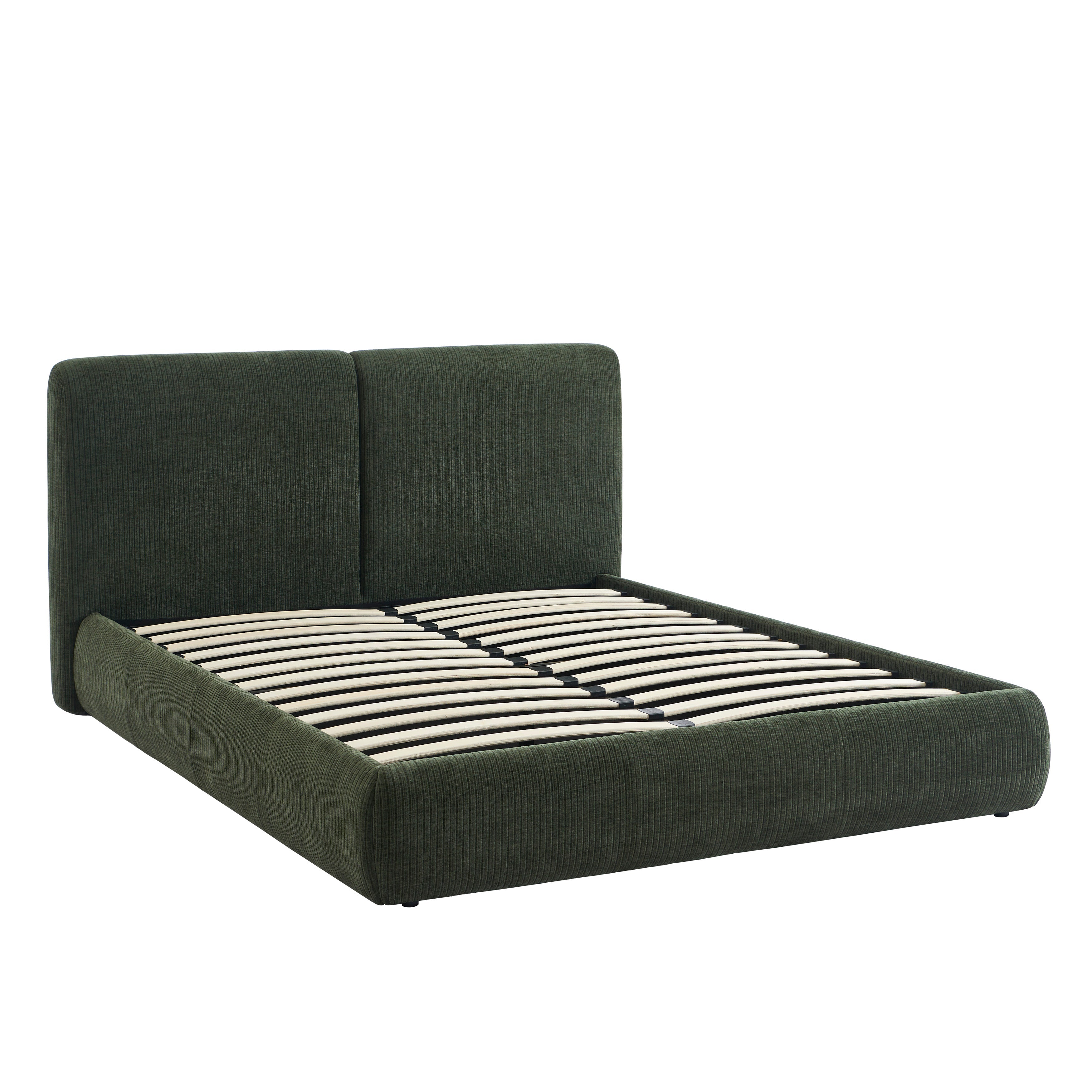 YOKA Upholstered Storage Bed with Slatted Base – Green