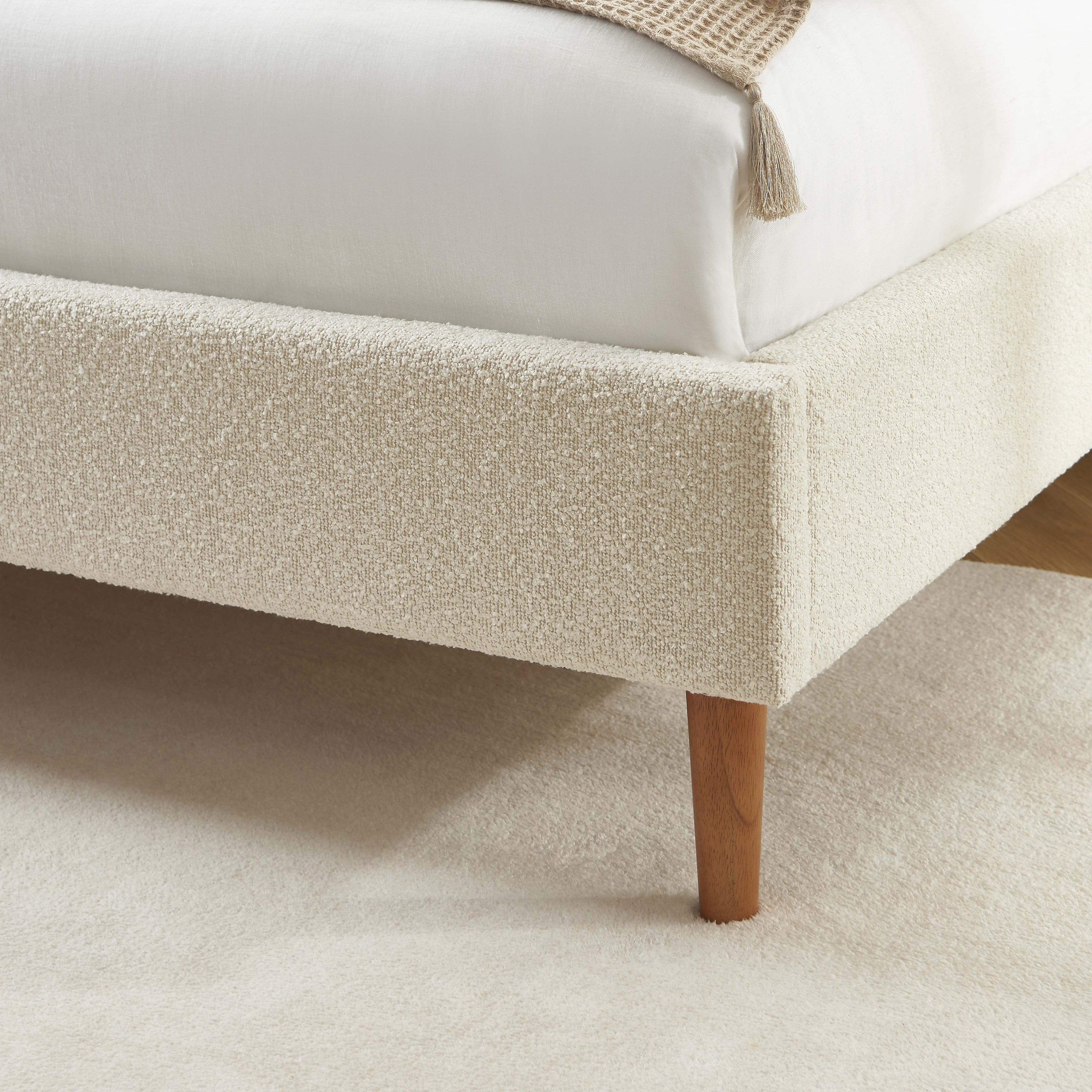YUME Upholstered Bed with Headboard – Beige