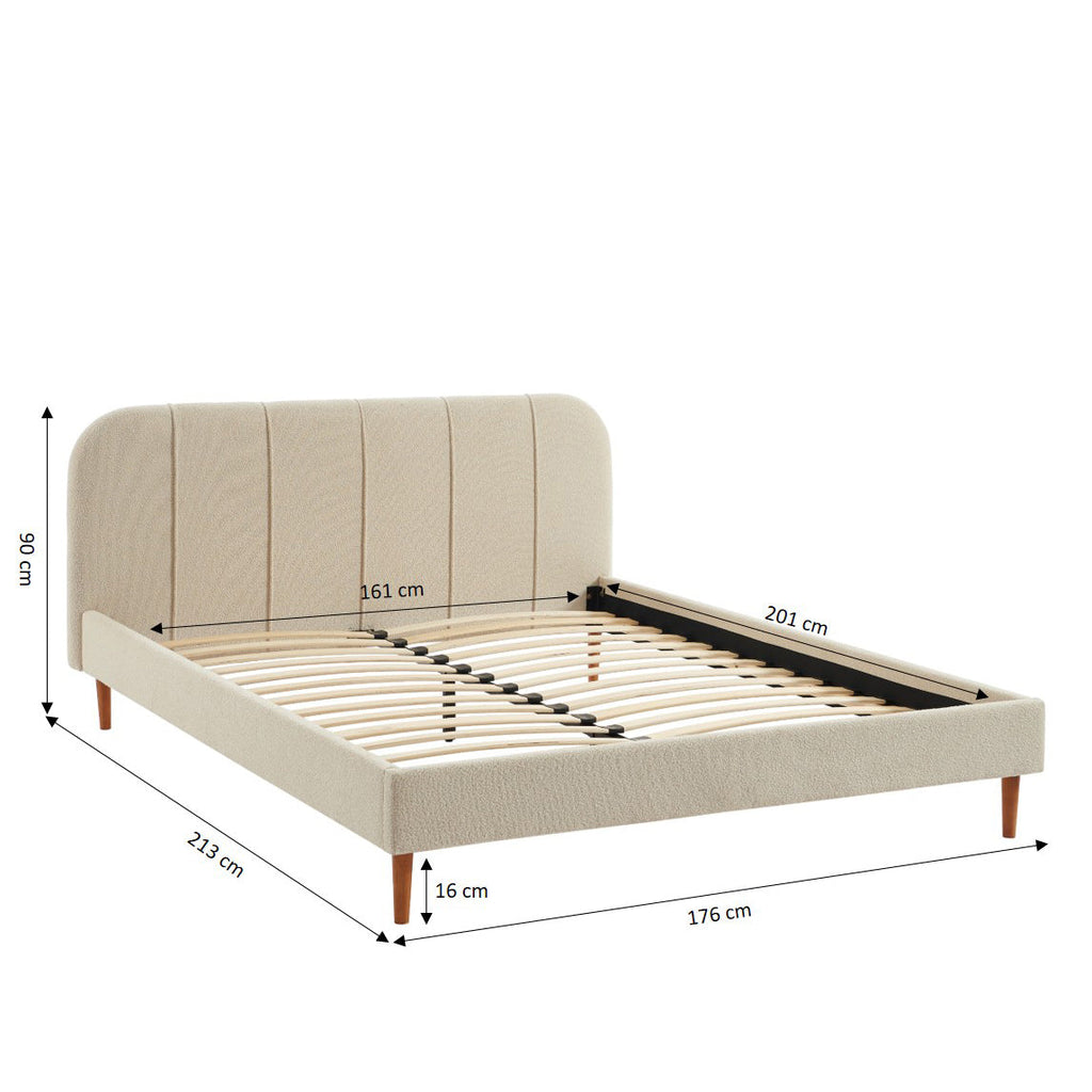 YUME Upholstered Bed with Headboard – Beige