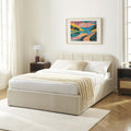 YUME Upholstered Storage Bed with Slatted Base – Beige