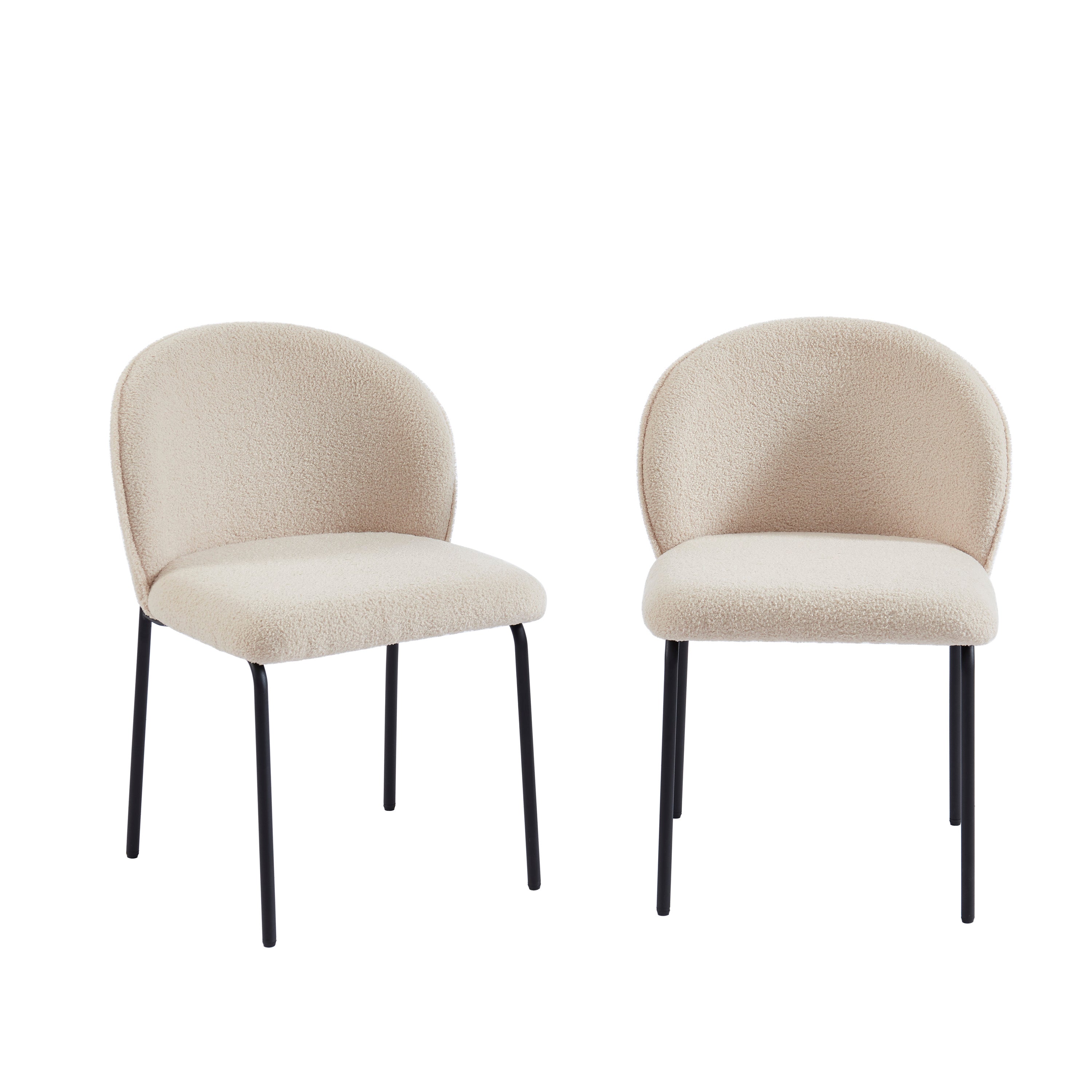 Set of 2 Chairs ZANA Fabric bouclette - Beige