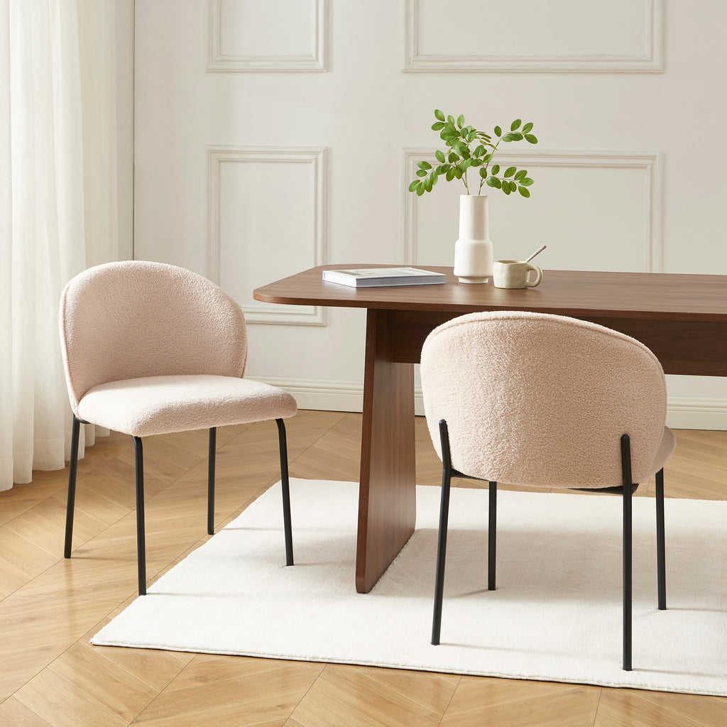 Set of 2 Chairs ZANA Fabric bouclette - Beige