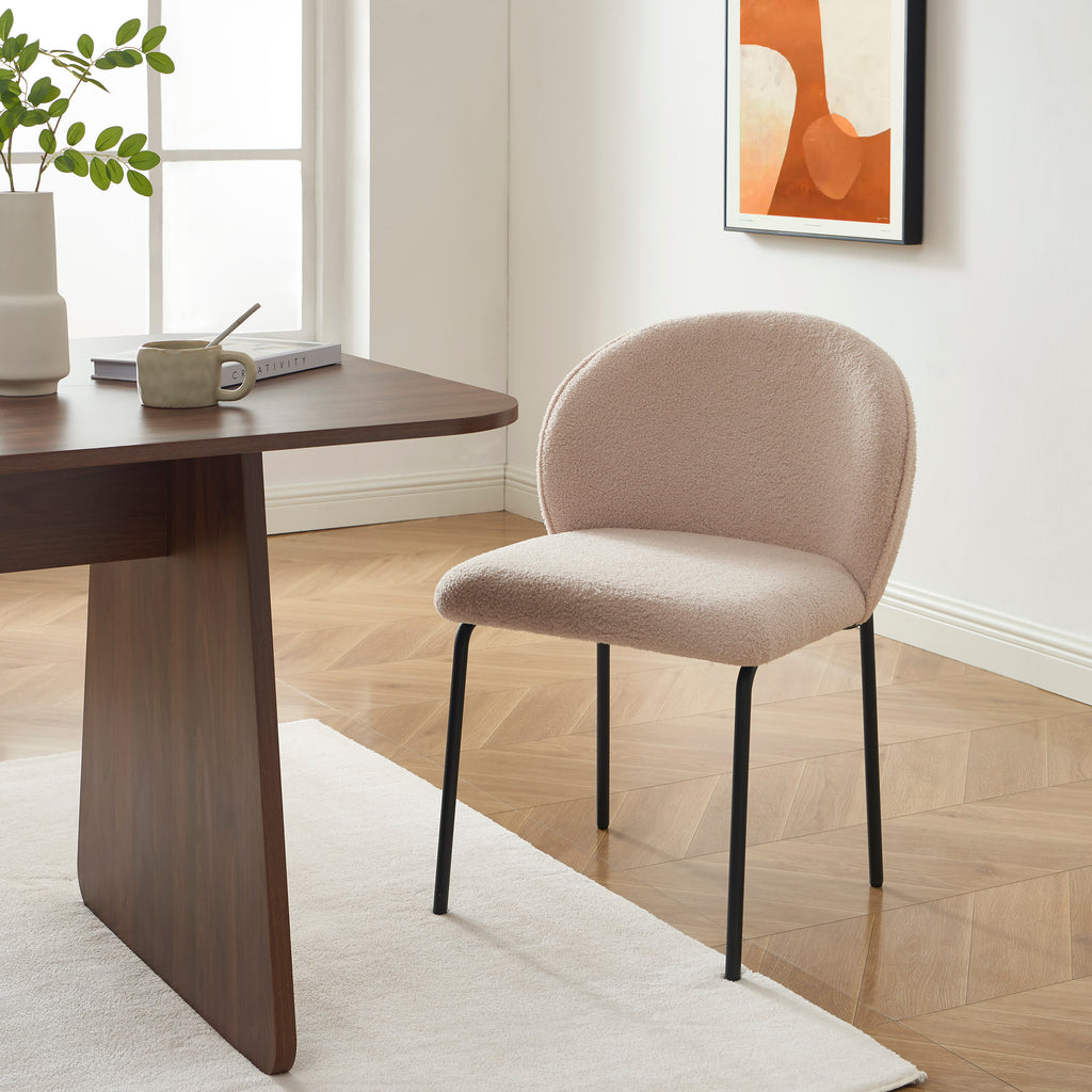 Set of 2 Chairs ZANA Fabric bouclette - Beige