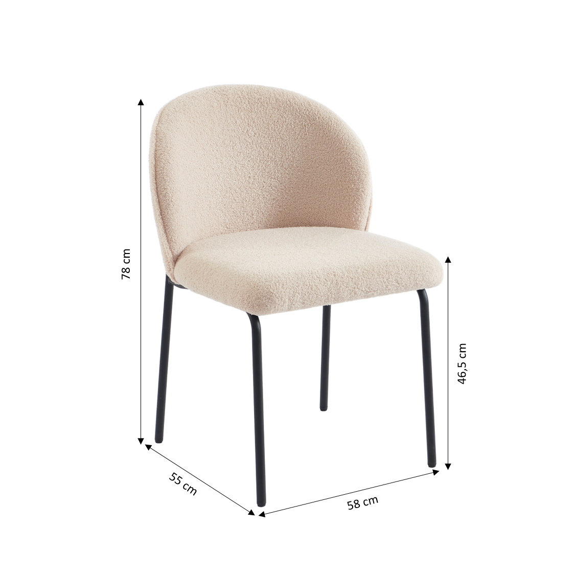 Set of 2 Chairs ZANA Fabric bouclette - Beige