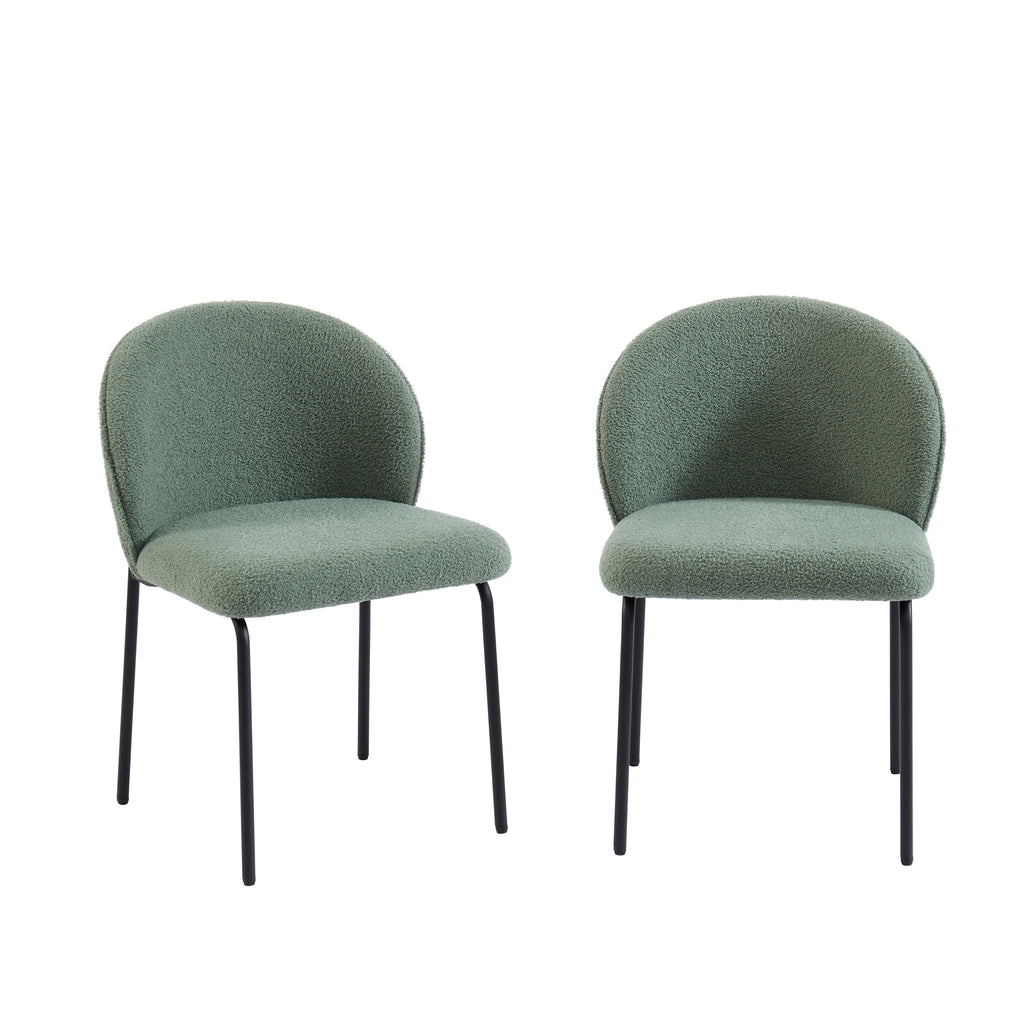 Set of 2 Chairs ZANA Fabric bouclette - Green