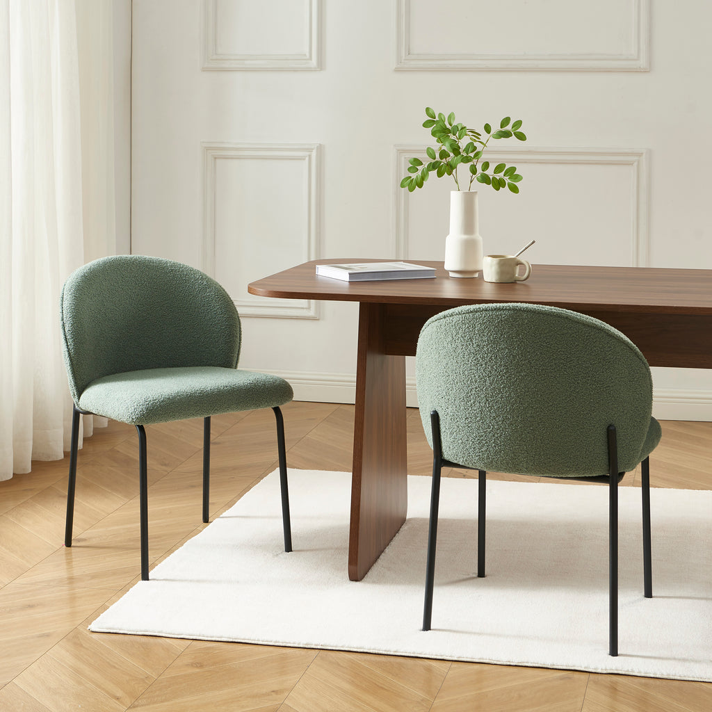 Set of 2 Chairs ZANA Fabric bouclette - Green