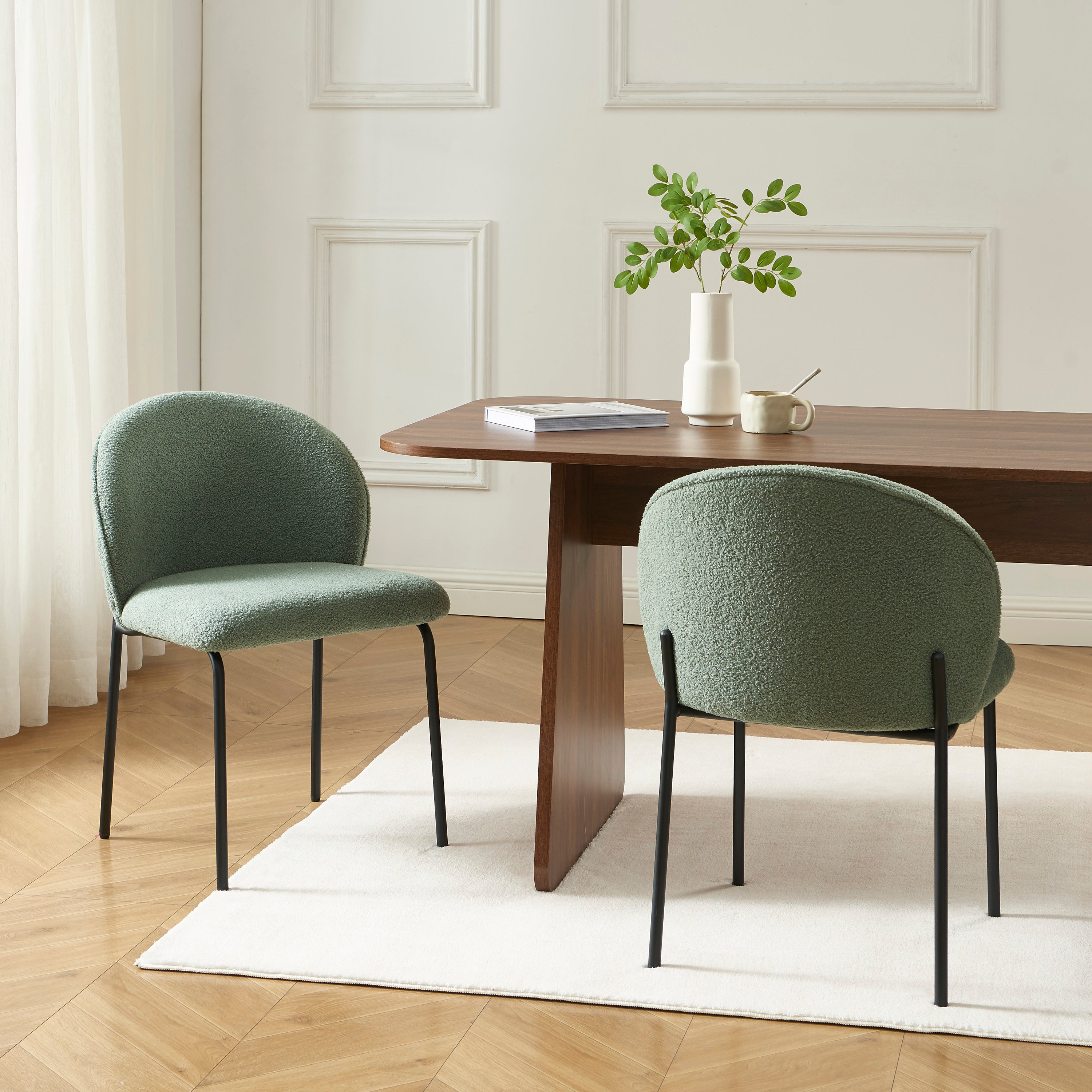Set of 2 Chairs ZANA Fabric bouclette - Green