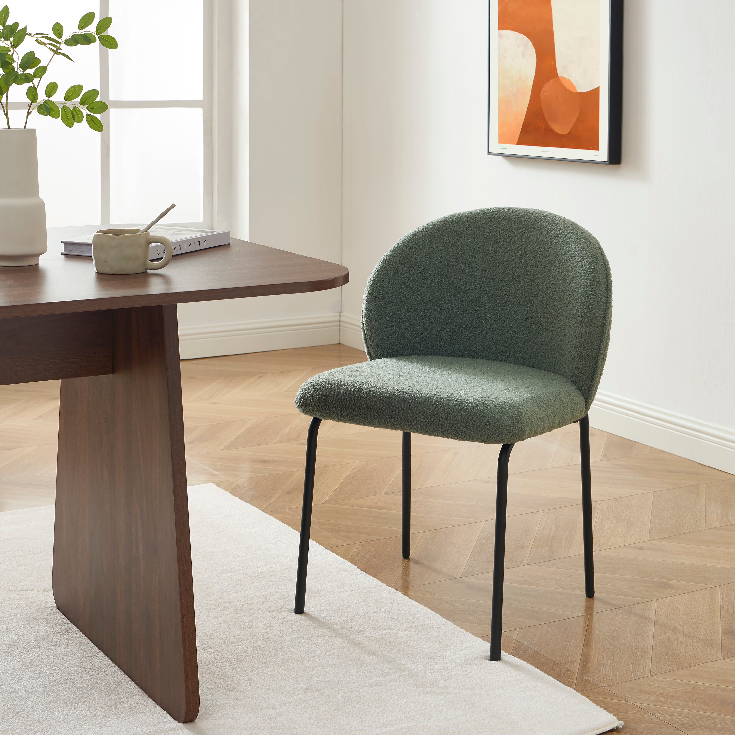 Set of 2 Chairs ZANA Fabric bouclette - Green