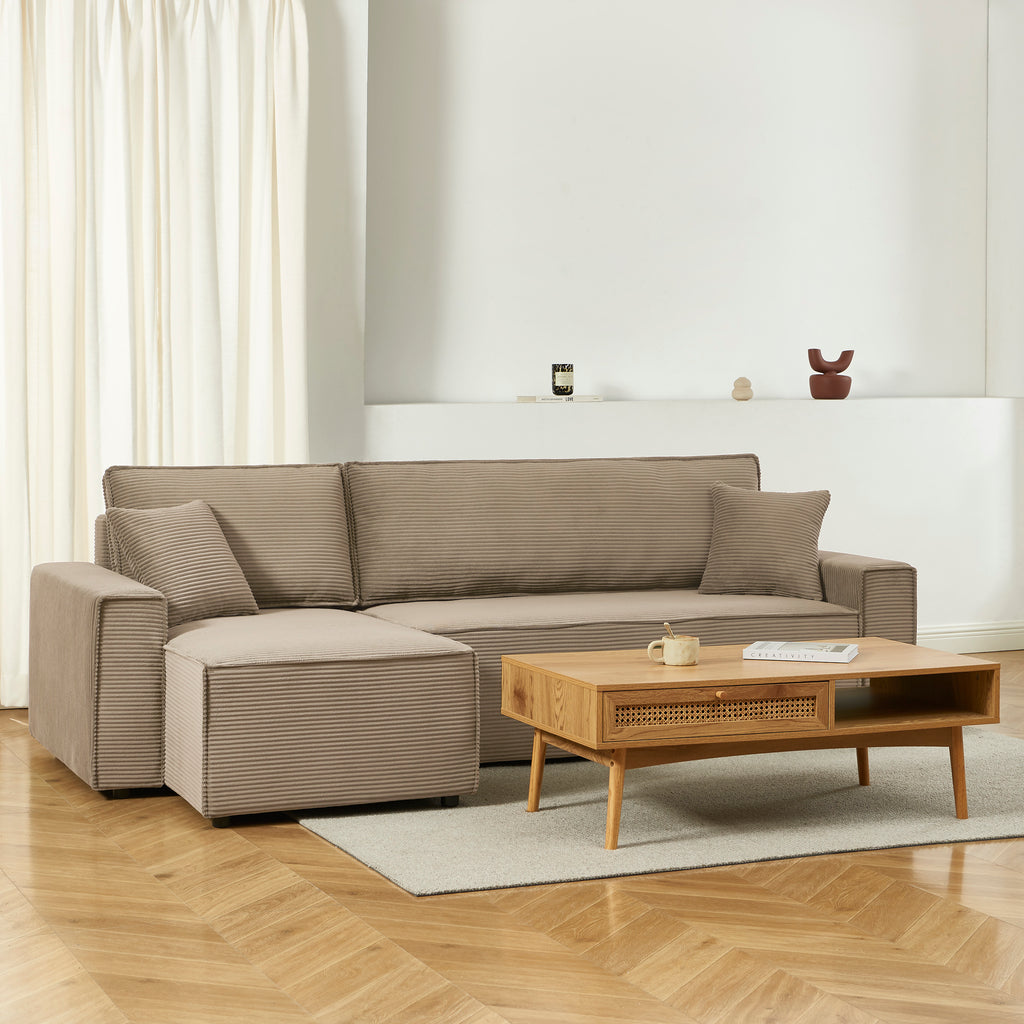 ZOLA Left-Facing Convertible Sectional Sofa – Velvet 4-Seater Living Room Furniture