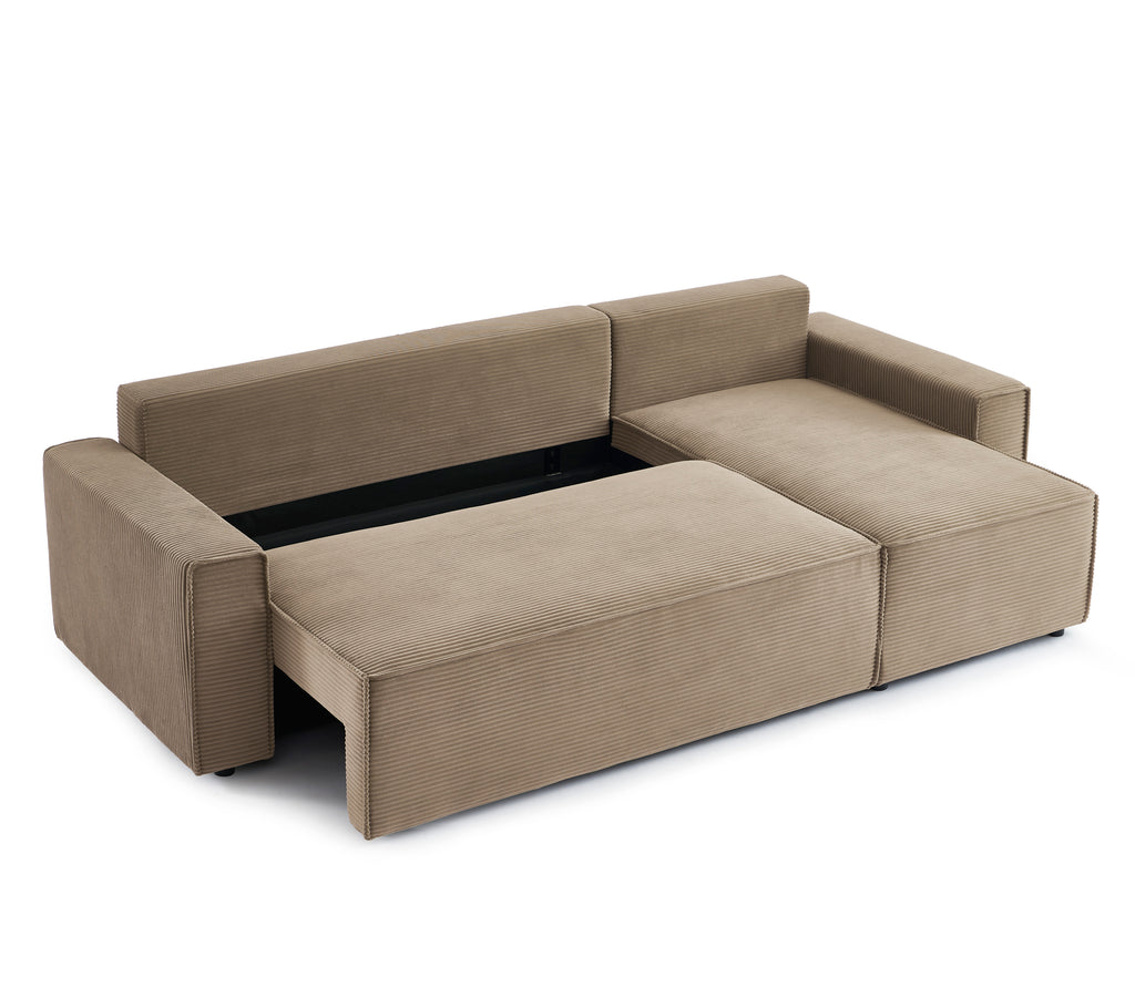 ZOLA Left-Facing Convertible Sectional Sofa – Velvet 4-Seater Living Room Furniture