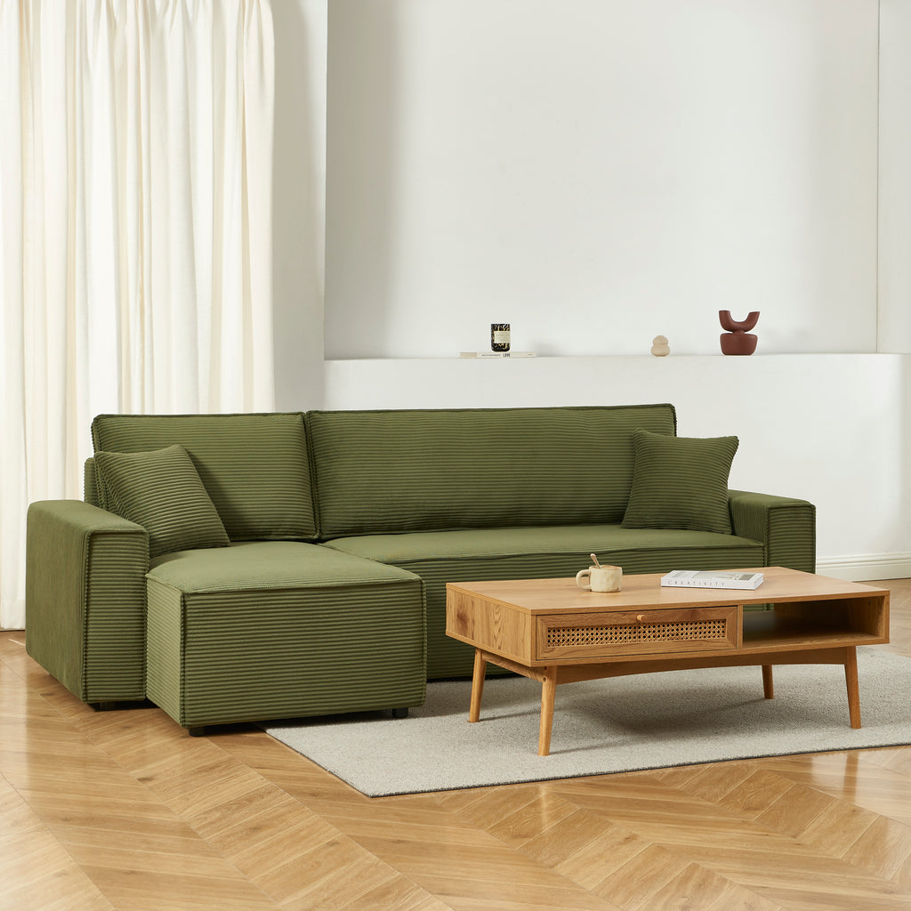 ZOLA Left-Facing Convertible Sectional Sofa – Velvet 4-Seater Living Room Furniture