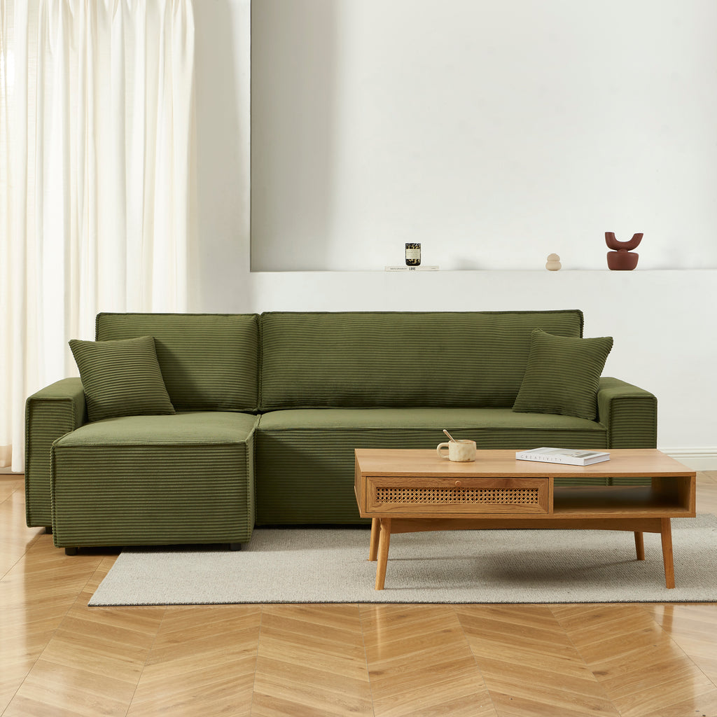 ZOLA Left-Facing Convertible Sectional Sofa – Velvet 4-Seater Living Room Furniture