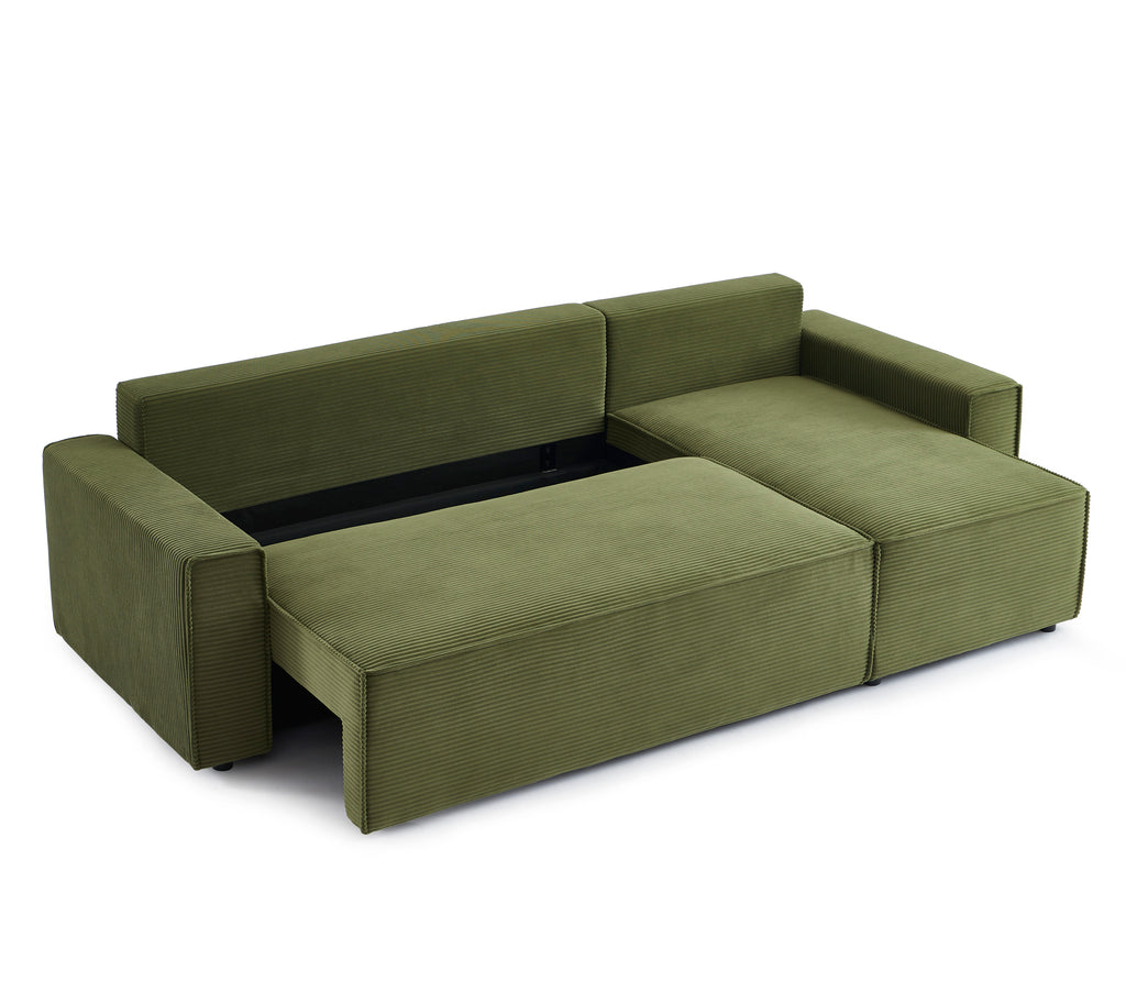 ZOLA Left-Facing Convertible Sectional Sofa – Velvet 4-Seater Living Room Furniture