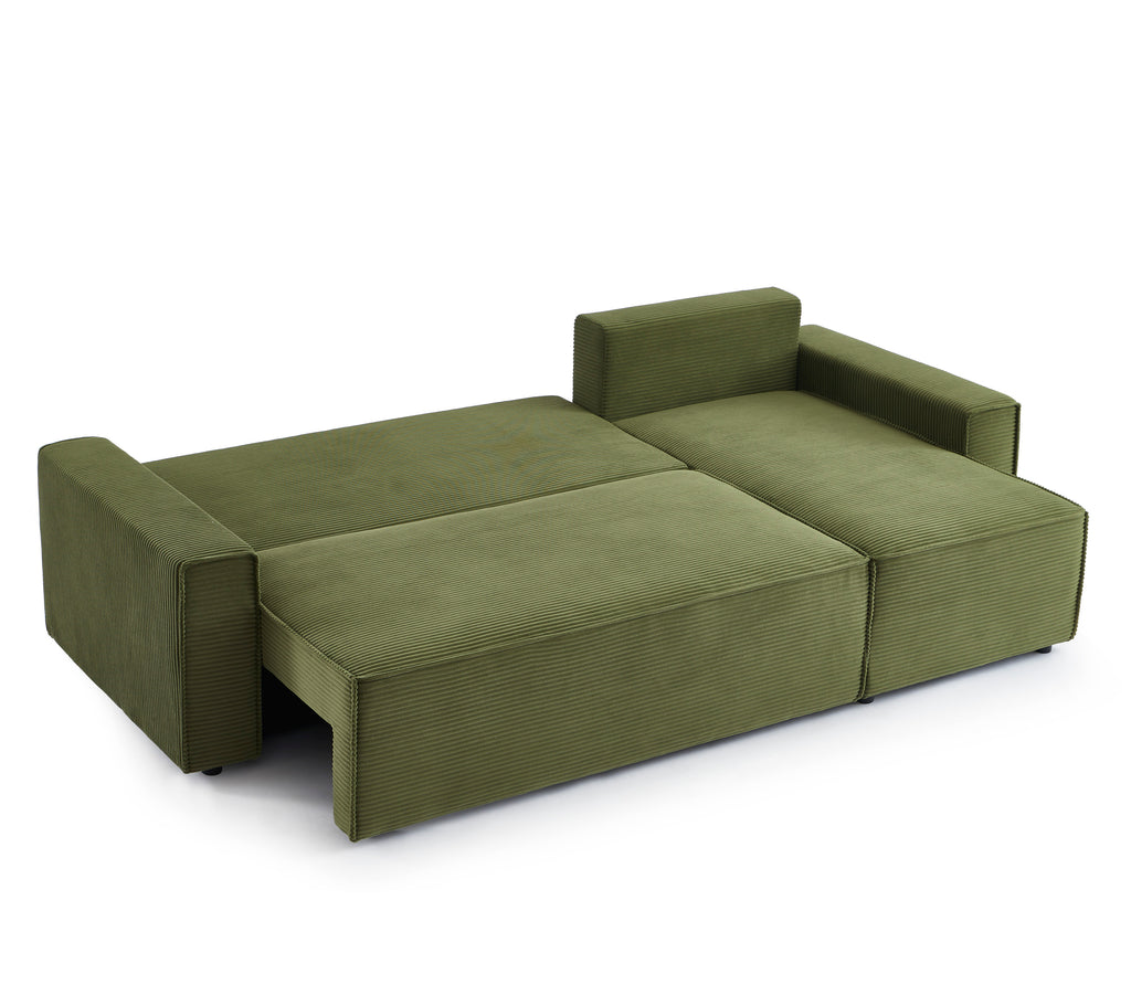 ZOLA Left-Facing Convertible Sectional Sofa – Velvet 4-Seater Living Room Furniture