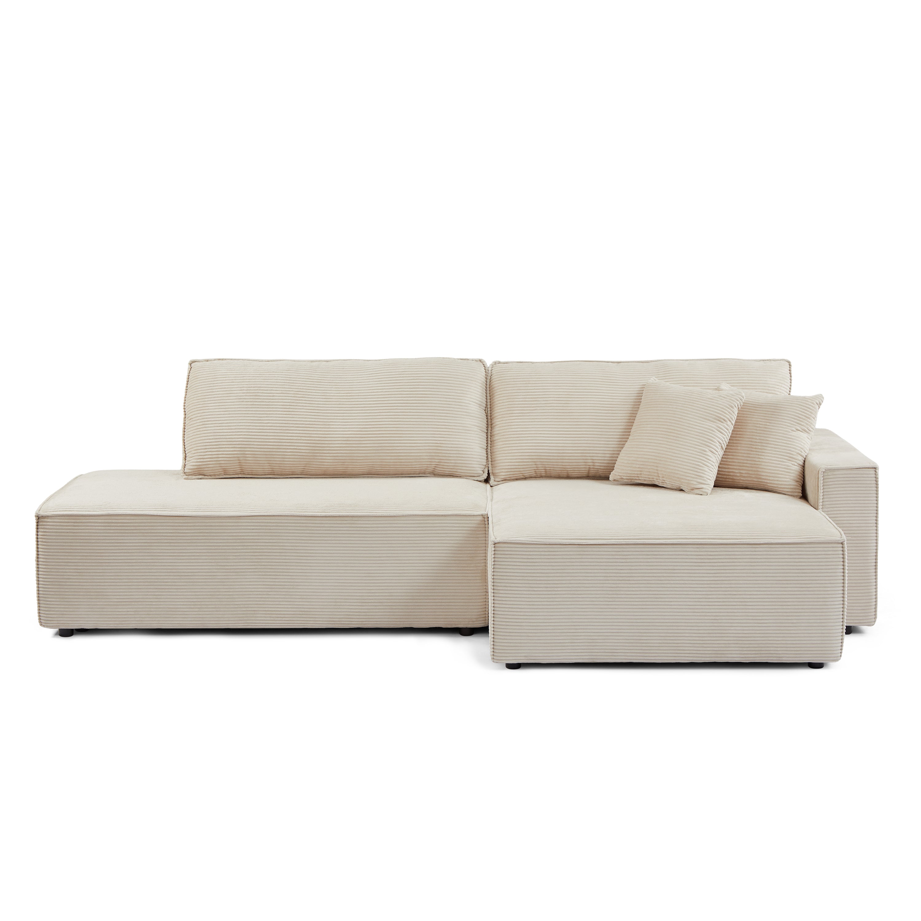 ZOLA Right-Facing Convertible Sectional Sleeper Sofa – Corduroy Velvet Living Room Furniture