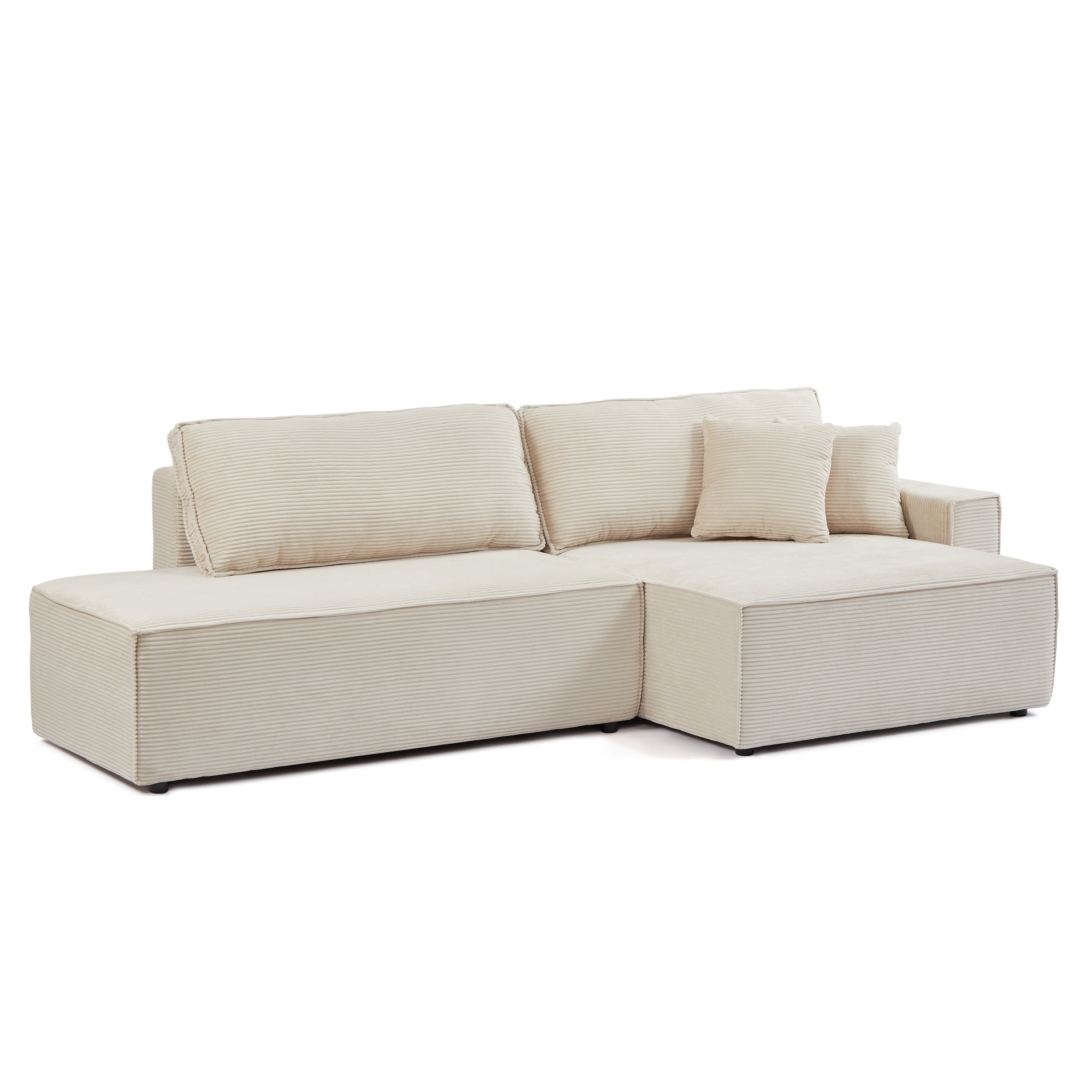 ZOLA Right-Facing Convertible Sectional Sleeper Sofa – Corduroy Velvet Living Room Furniture