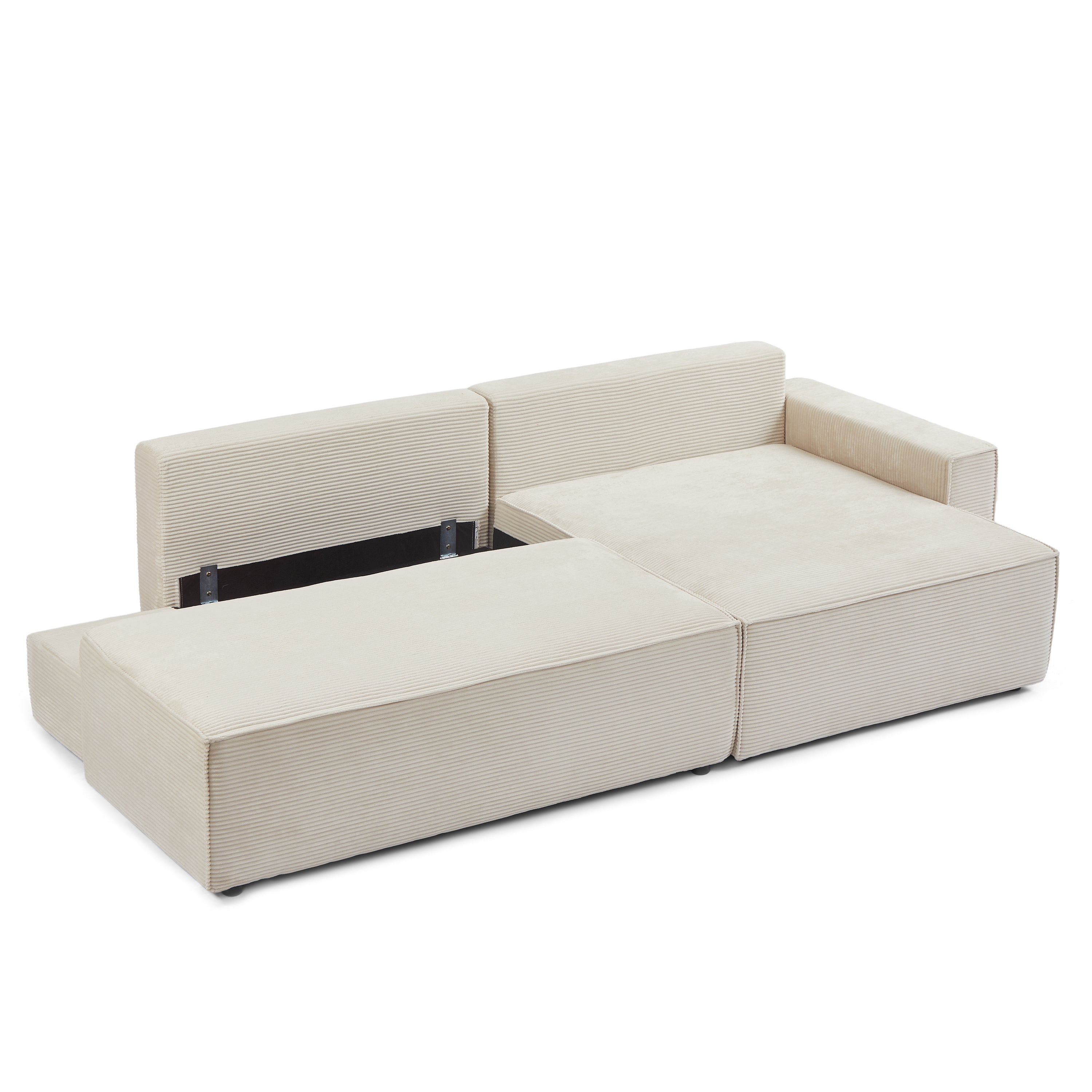 ZOLA Right-Facing Convertible Sectional Sleeper Sofa – Corduroy Velvet Living Room Furniture