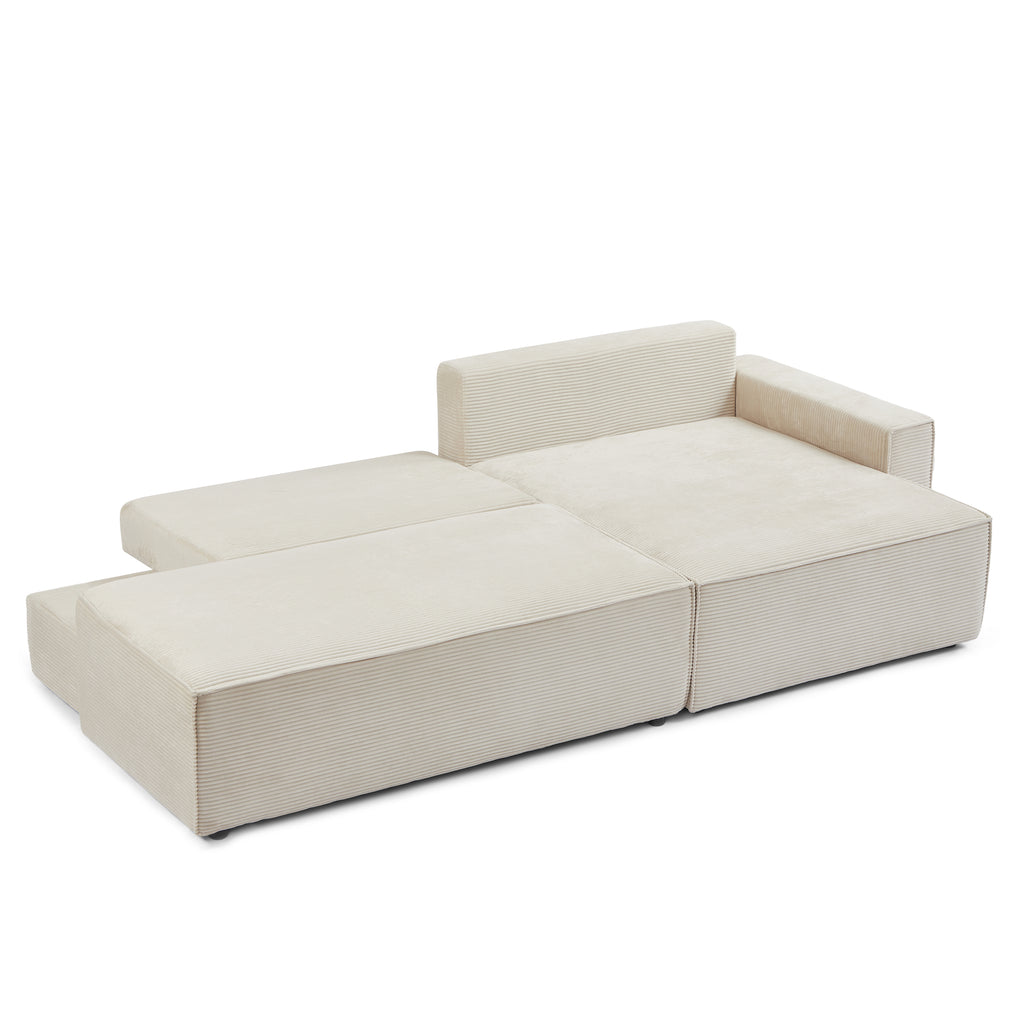 ZOLA Right-Facing Convertible Sectional Sleeper Sofa – Corduroy Velvet Living Room Furniture