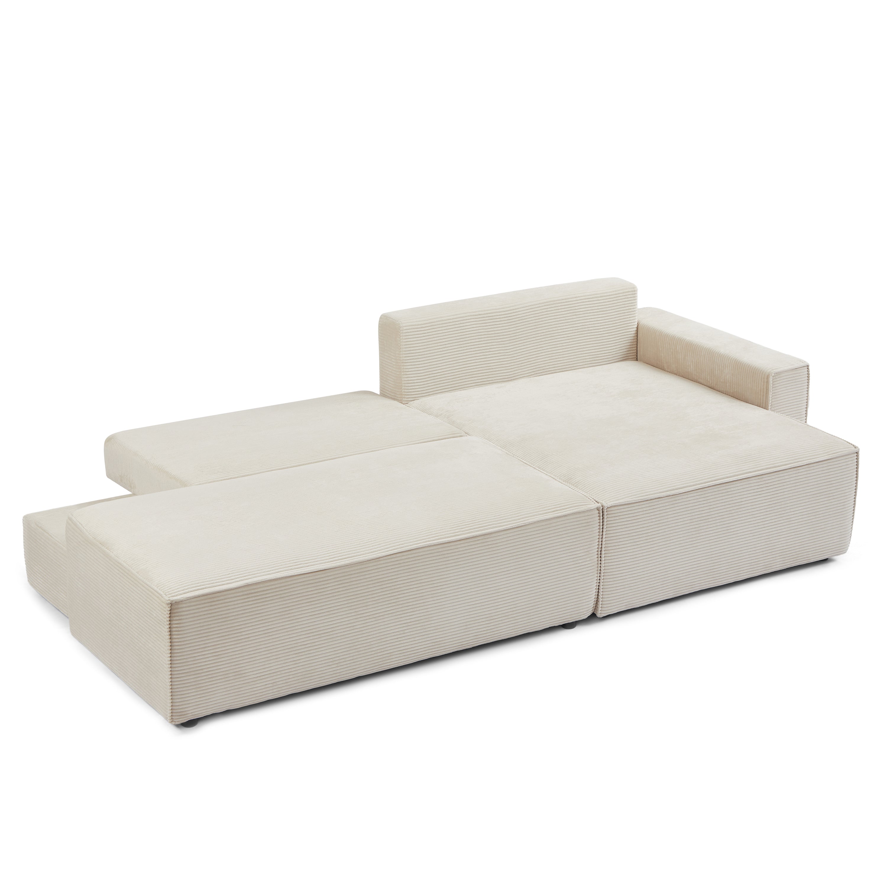 ZOLA Right-Facing Convertible Sectional Sleeper Sofa – Corduroy Velvet Living Room Furniture