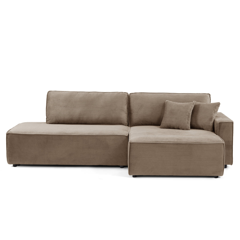 ZOLA Right-Facing Convertible Sectional Sleeper Sofa – Corduroy Velvet Living Room Furniture