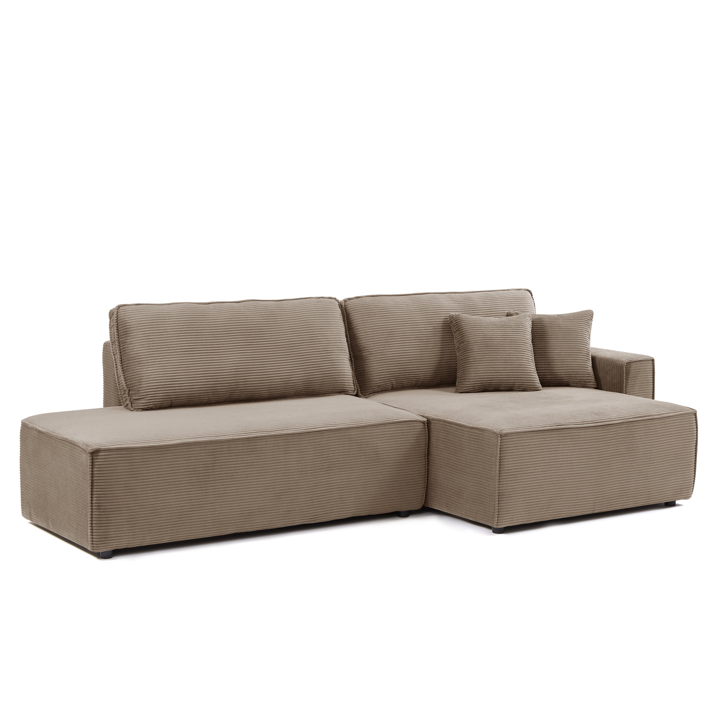 ZOLA Right-Facing Convertible Sectional Sleeper Sofa – Corduroy Velvet Living Room Furniture
