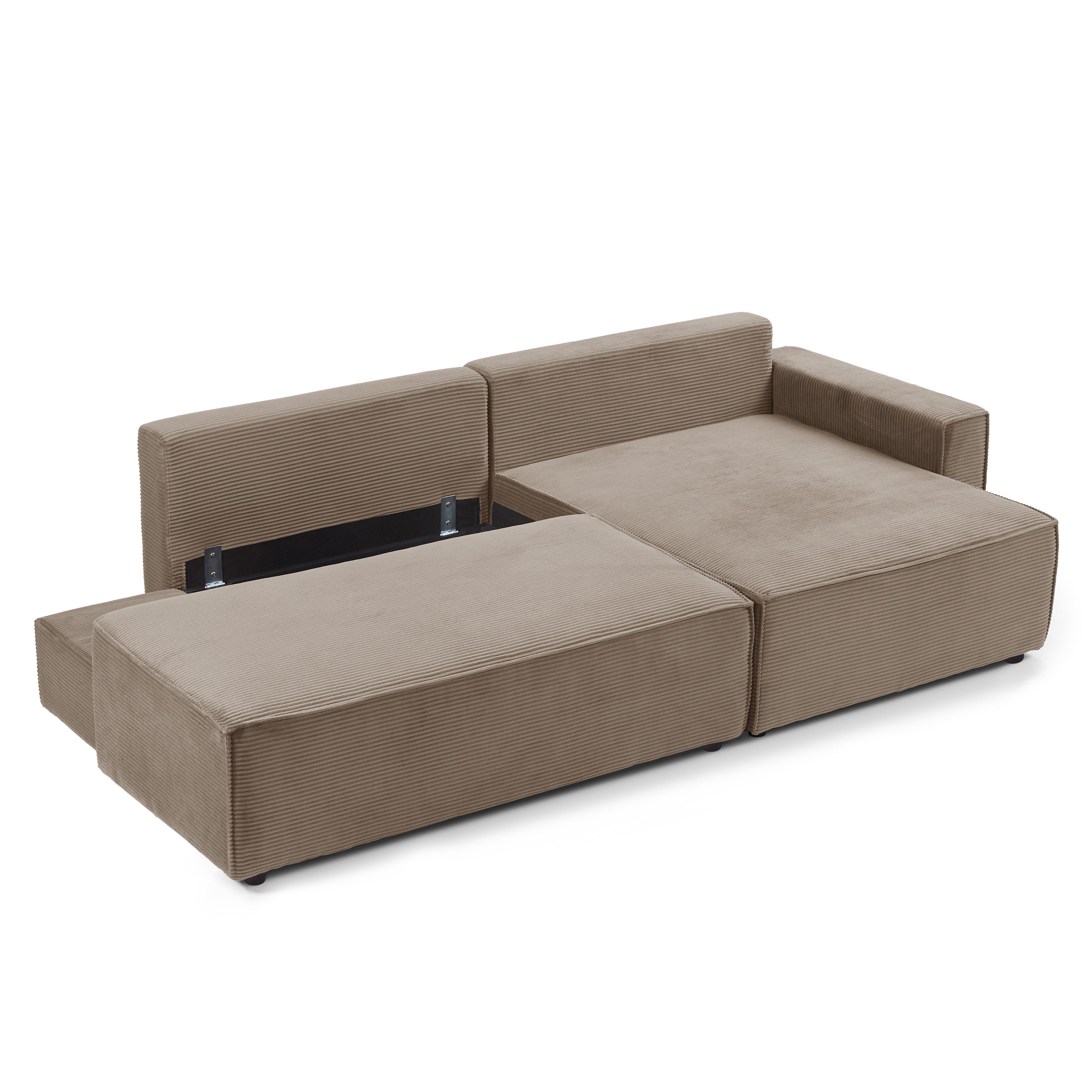 ZOLA Right-Facing Convertible Sectional Sleeper Sofa – Corduroy Velvet Living Room Furniture