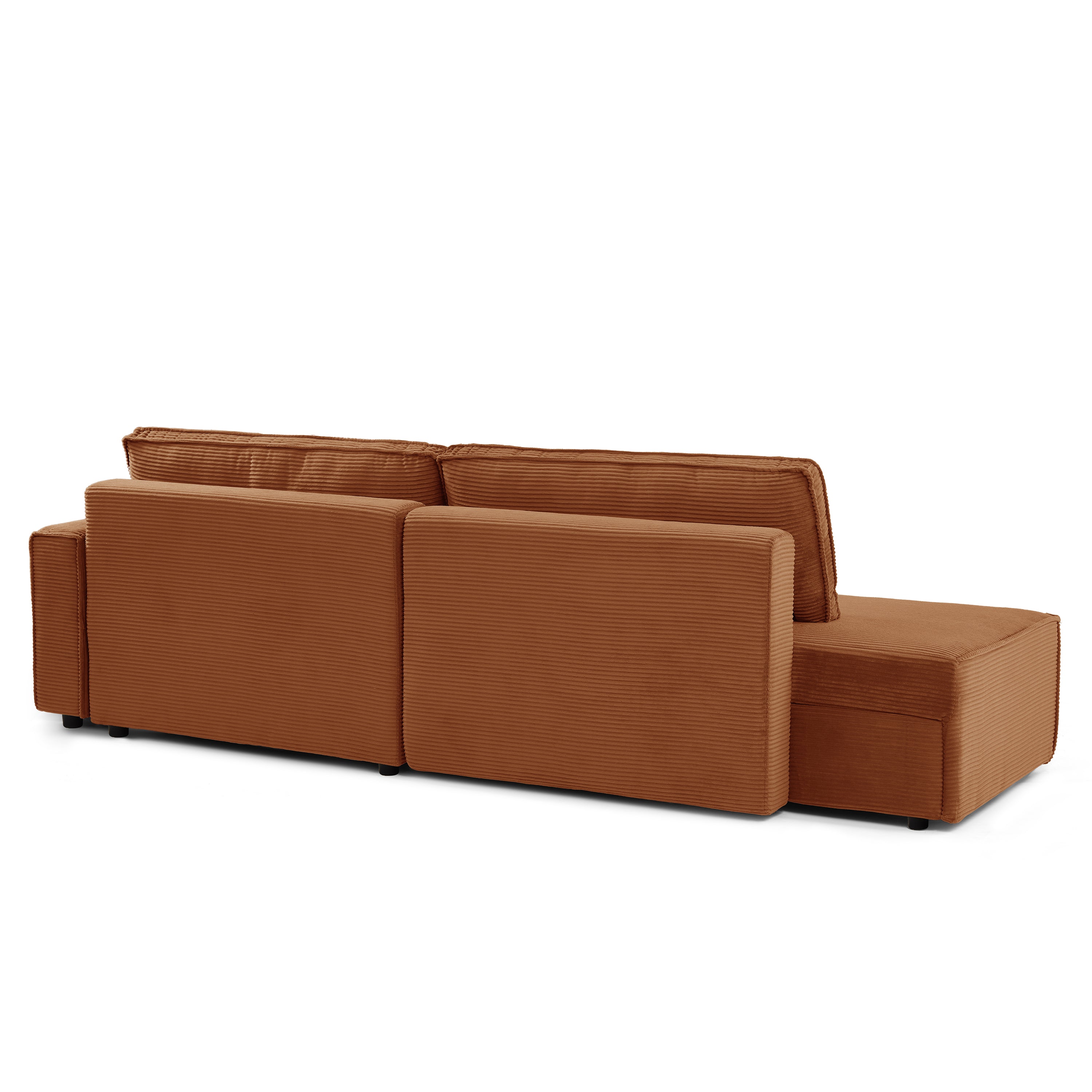 ZOLA Right-Facing Convertible Sectional Sleeper Sofa – Corduroy Velvet Living Room Furniture