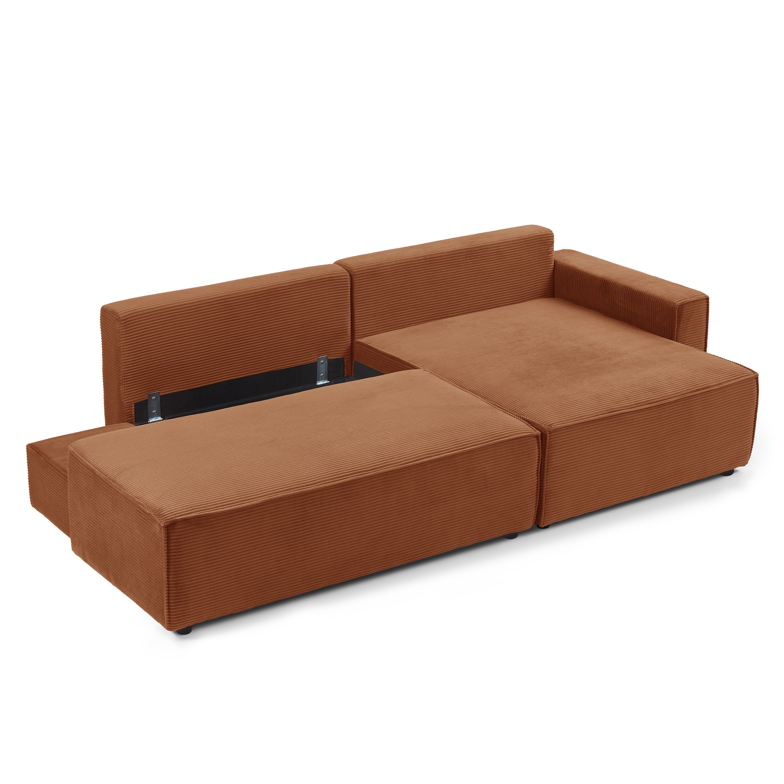ZOLA Right-Facing Convertible Sectional Sleeper Sofa – Corduroy Velvet Living Room Furniture