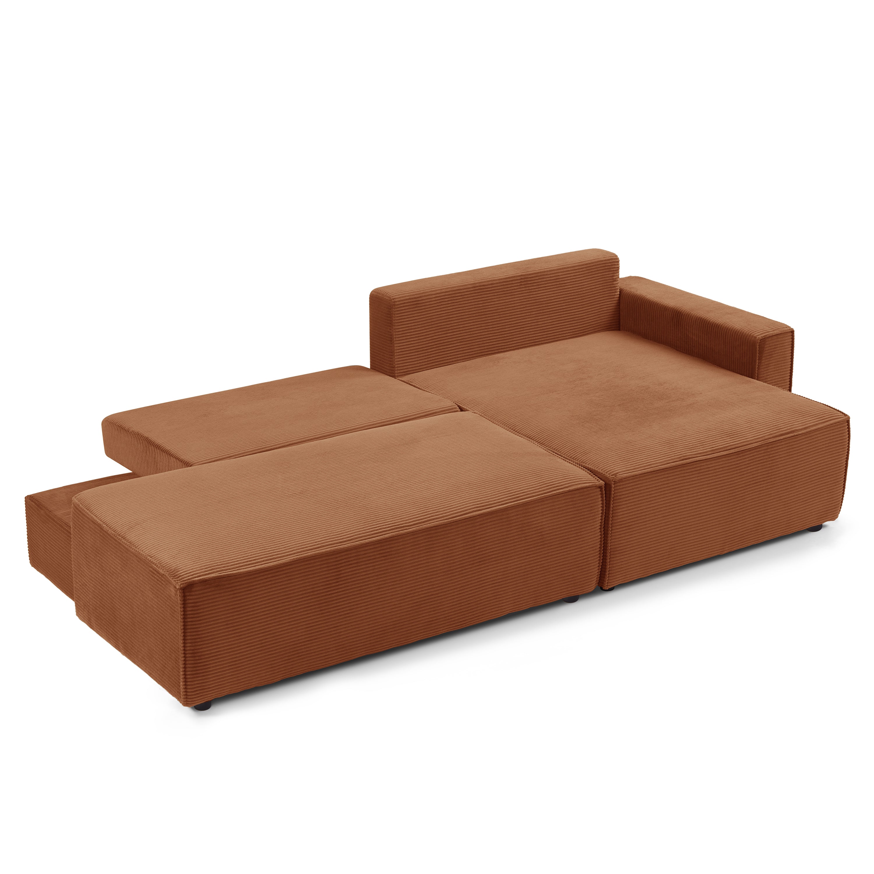 ZOLA Right-Facing Convertible Sectional Sleeper Sofa – Corduroy Velvet Living Room Furniture