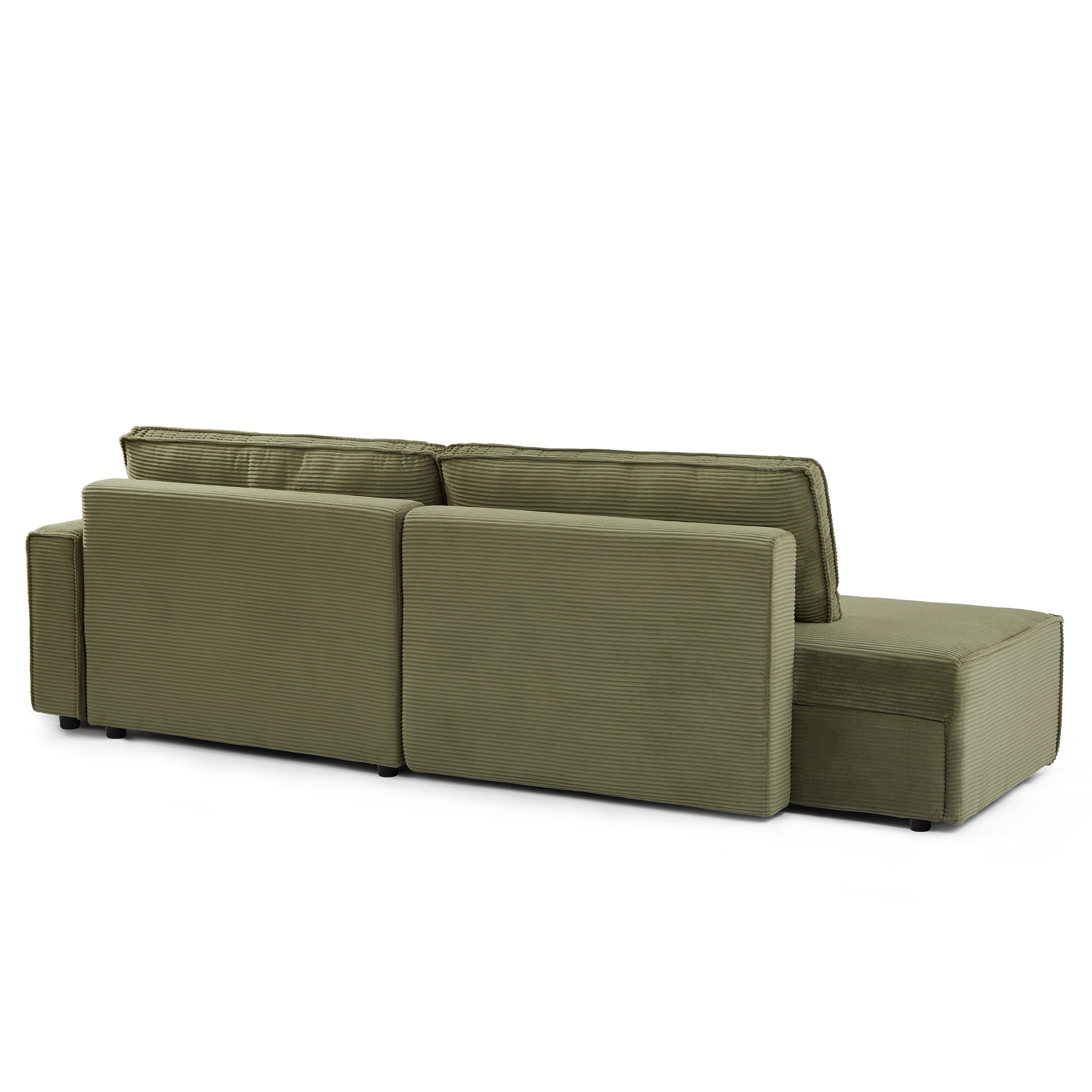 ZOLA Right-Facing Convertible Sectional Sleeper Sofa – Corduroy Velvet Living Room Furniture