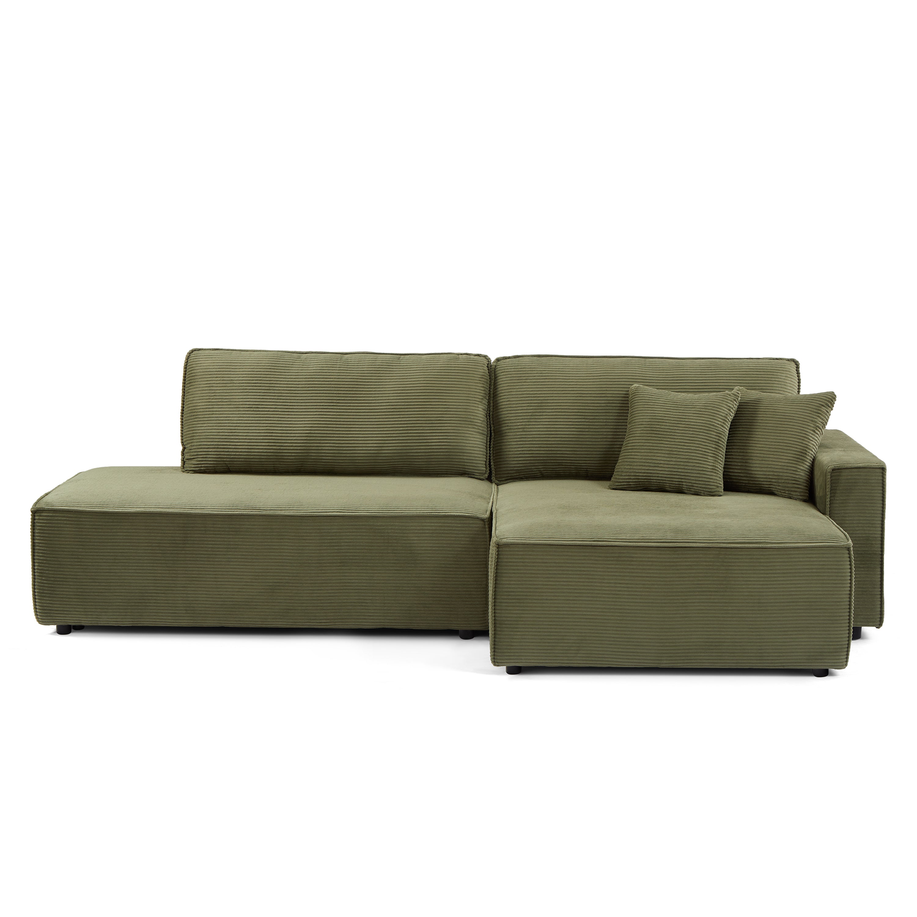 ZOLA Right-Facing Convertible Sectional Sleeper Sofa – Corduroy Velvet Living Room Furniture