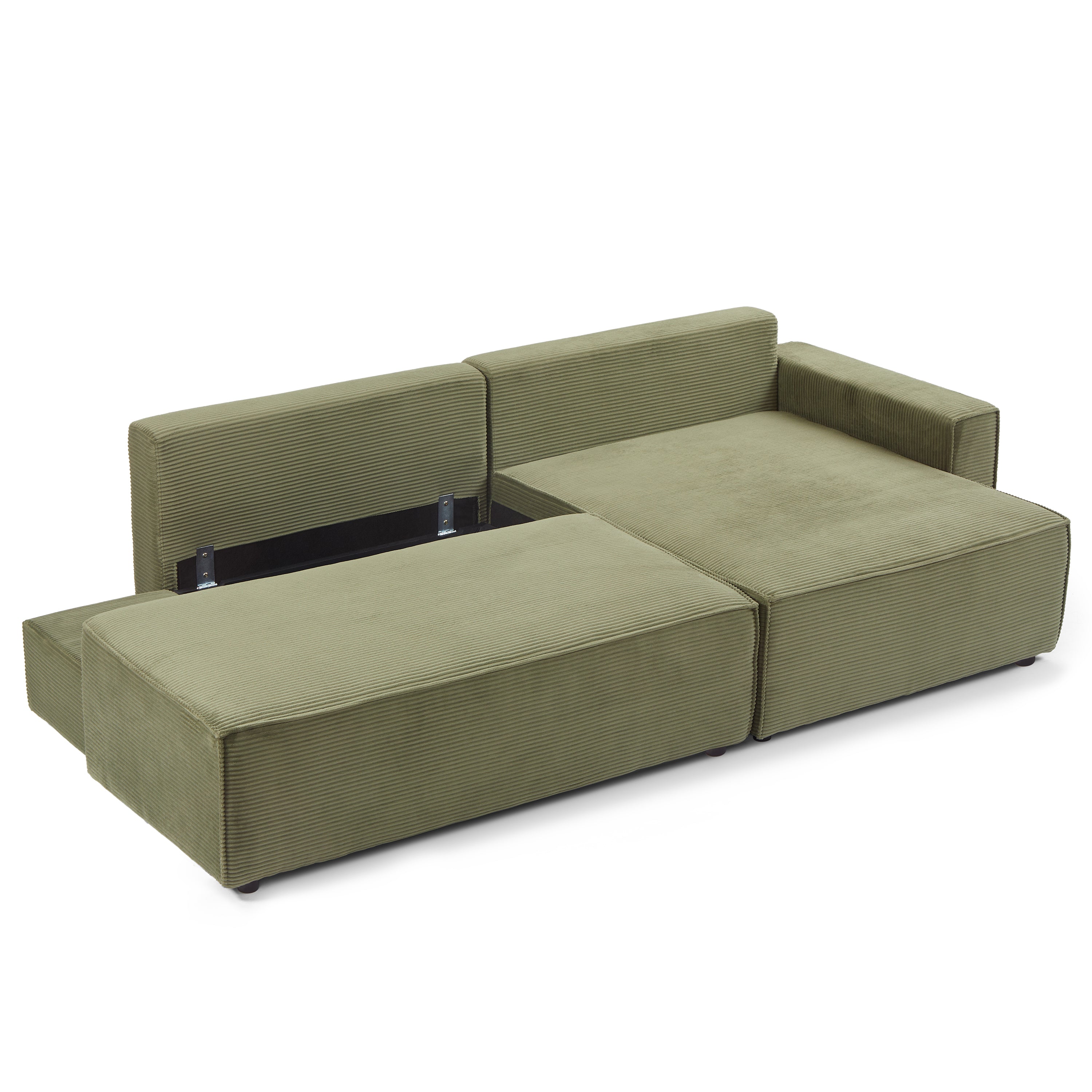 ZOLA Right-Facing Convertible Sectional Sleeper Sofa – Corduroy Velvet Living Room Furniture