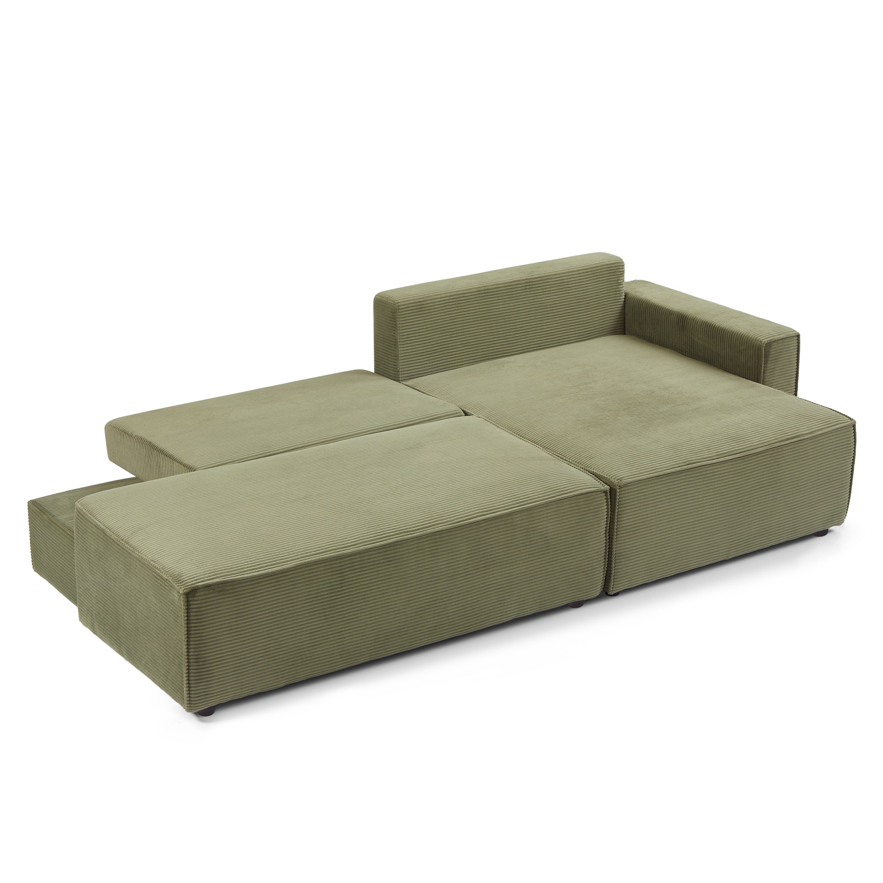 ZOLA Right-Facing Convertible Sectional Sleeper Sofa – Corduroy Velvet Living Room Furniture
