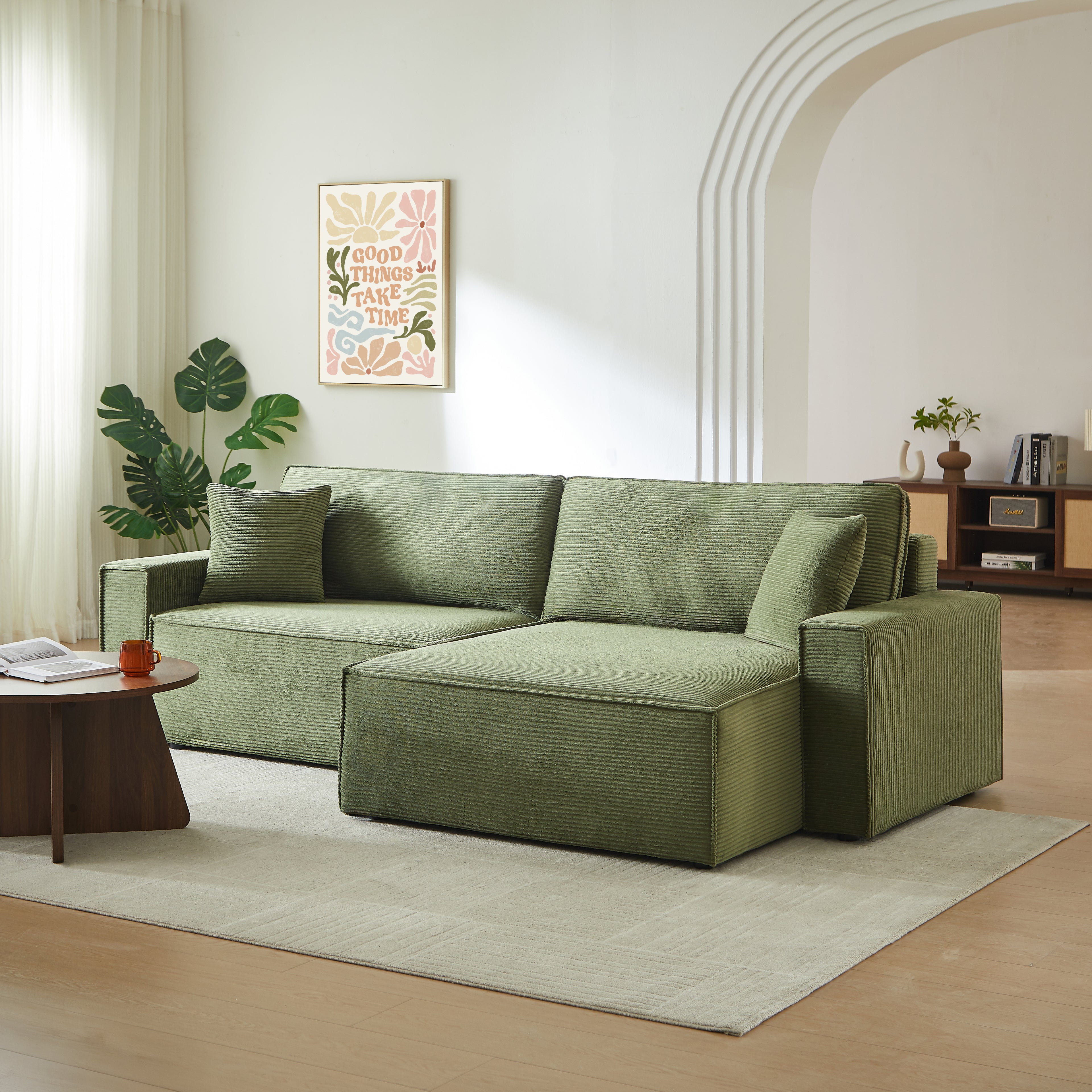 ZOLA Fabric Straight Sofa – Green