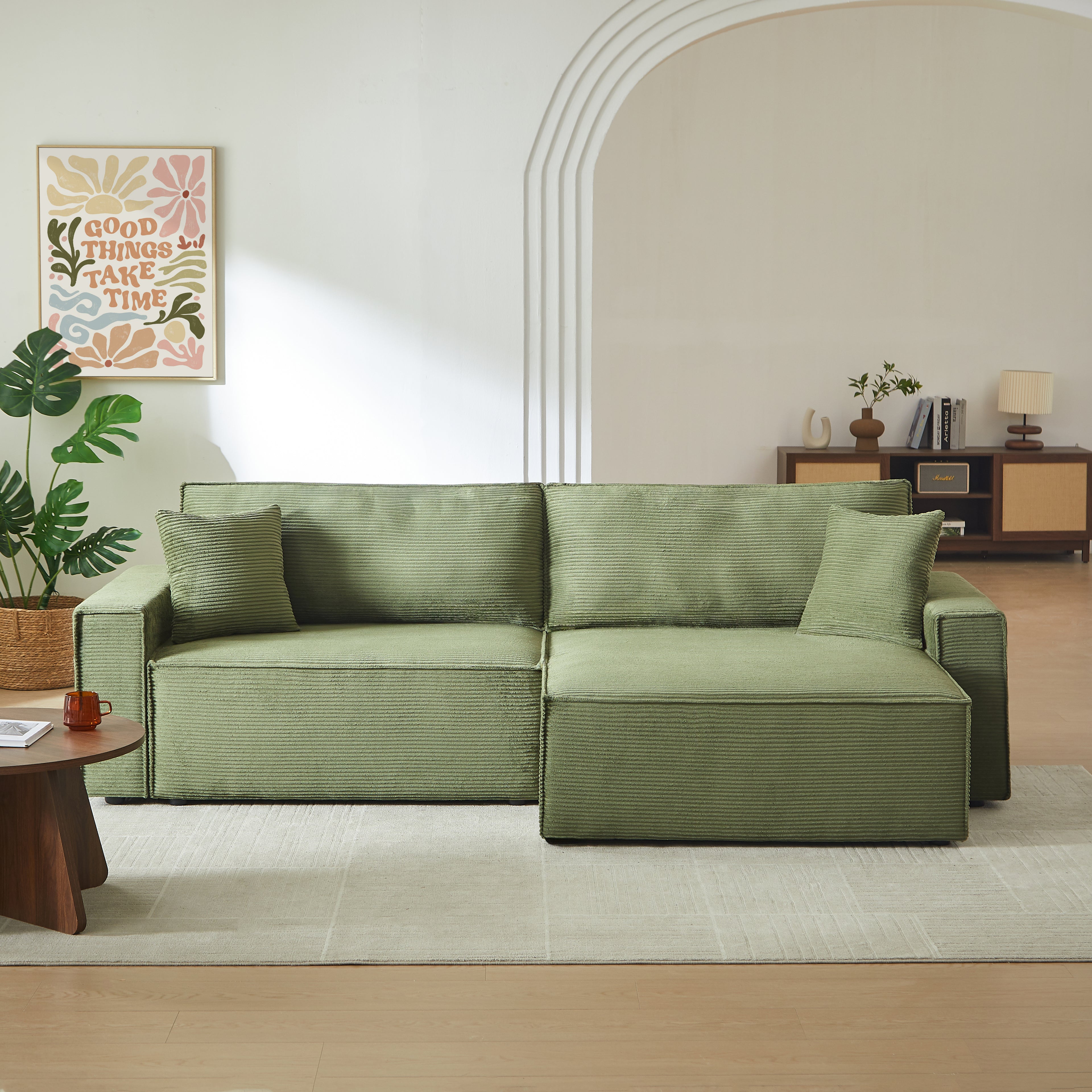 ZOLA Fabric Straight Sofa – Green