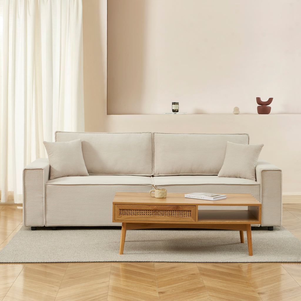 ZOLA 3-Seater Convertible Sleeper Sofa – Modern Corduroy Velvet Sofa Bed with Storage