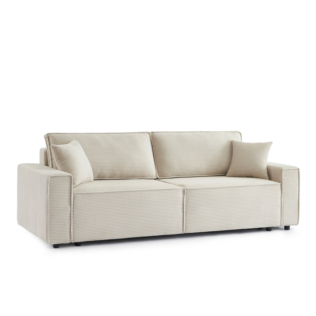 ZOLA 3-Seater Convertible Sleeper Sofa – Modern Corduroy Velvet Sofa Bed with Storage