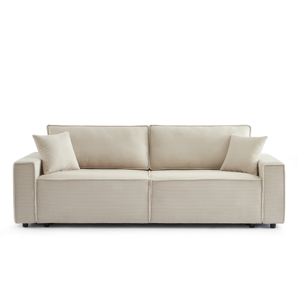 ZOLA 3-Seater Convertible Sleeper Sofa – Modern Corduroy Velvet Sofa Bed with Storage