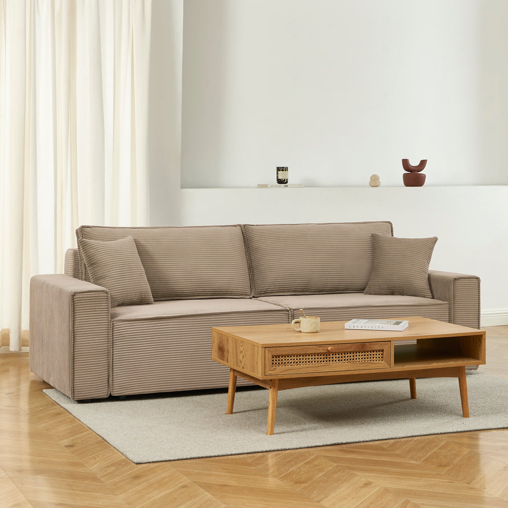 ZOLA 3-Seater Convertible Sleeper Sofa – Modern Corduroy Velvet Sofa Bed with Storage