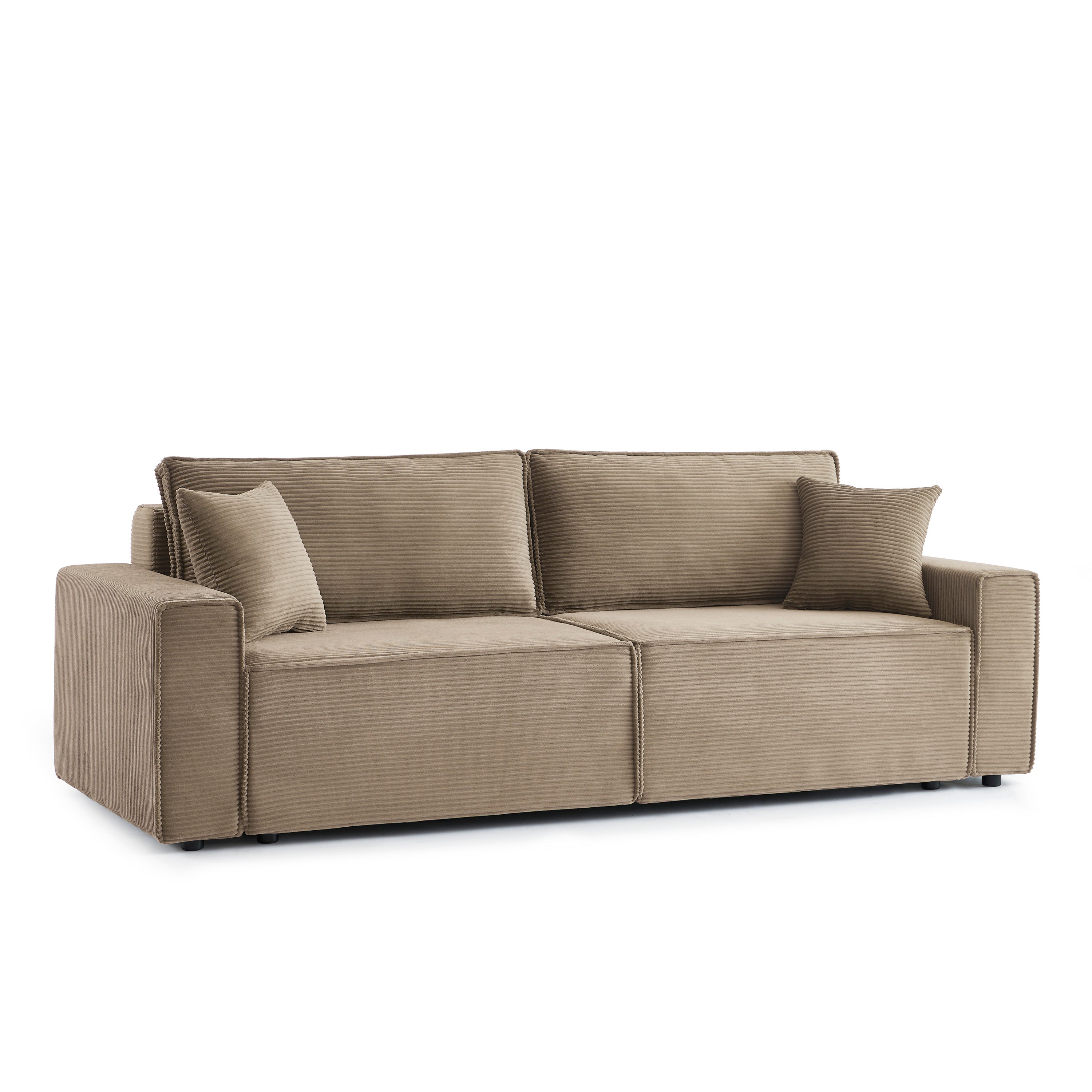 ZOLA 3-Seater Convertible Sleeper Sofa – Modern Corduroy Velvet Sofa Bed with Storage
