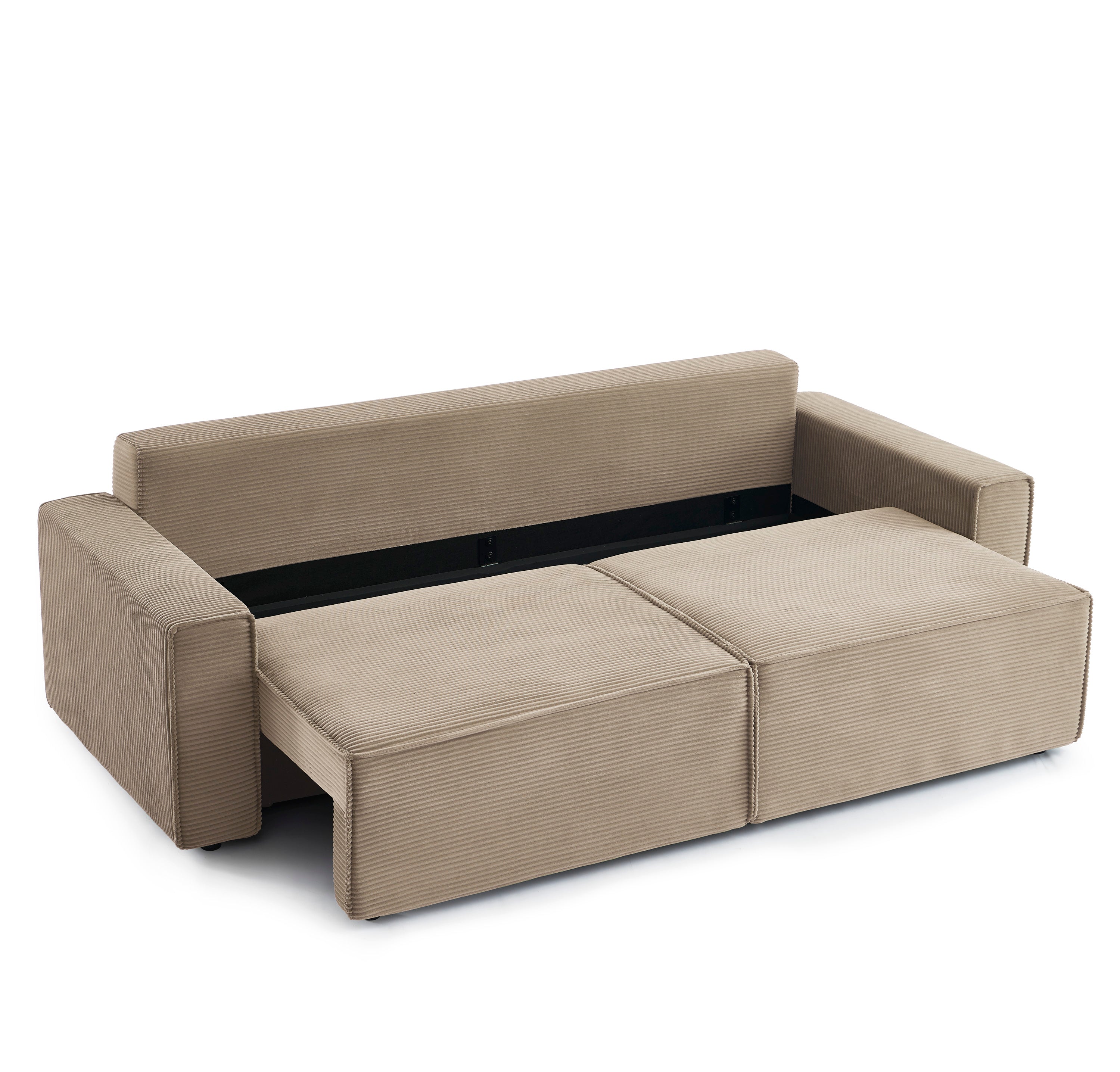 ZOLA 3-Seater Convertible Sleeper Sofa – Modern Corduroy Velvet Sofa Bed with Storage
